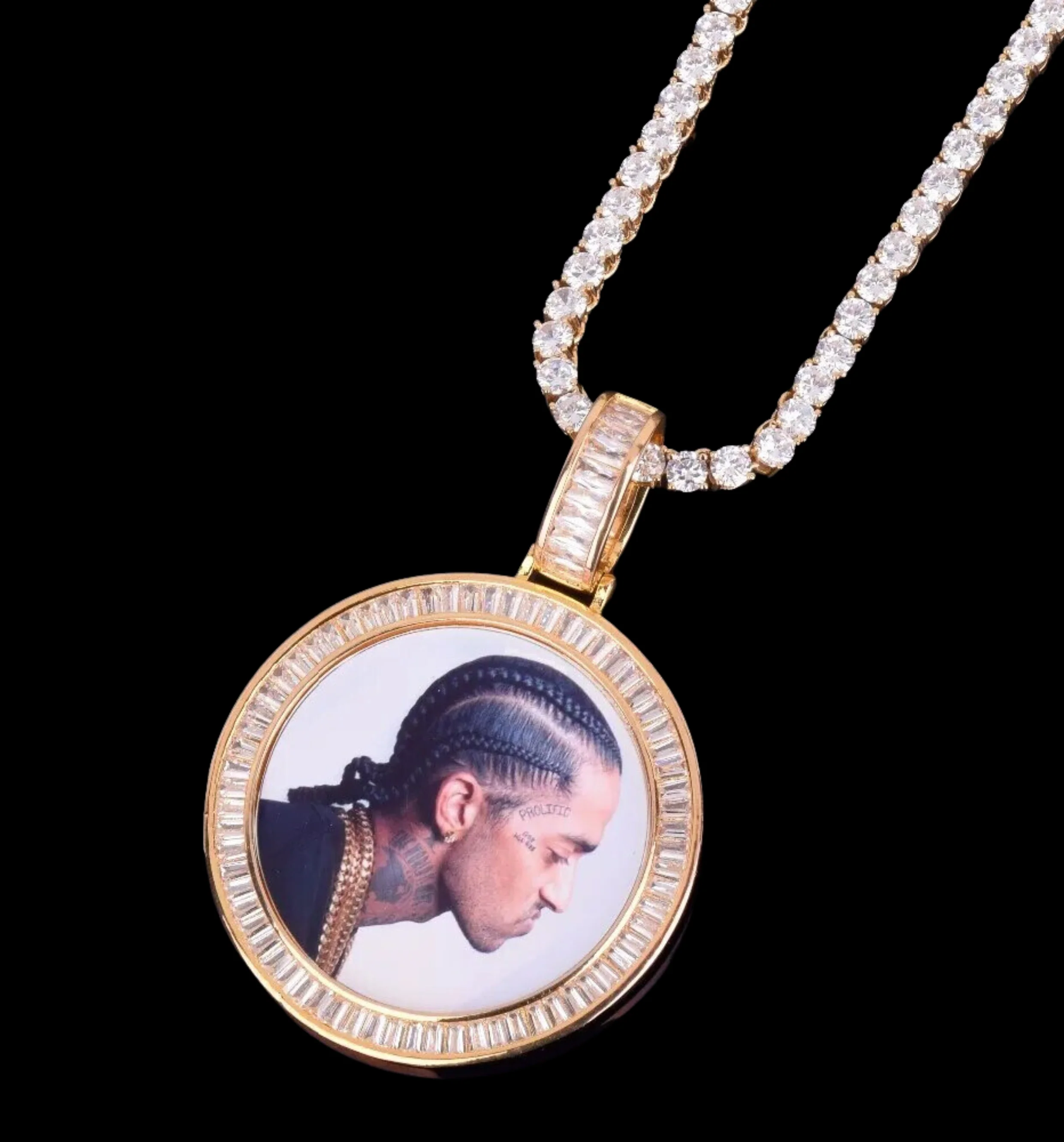 Rounded Baguettes Custom Photo Picture Pendant Necklace - Image 3