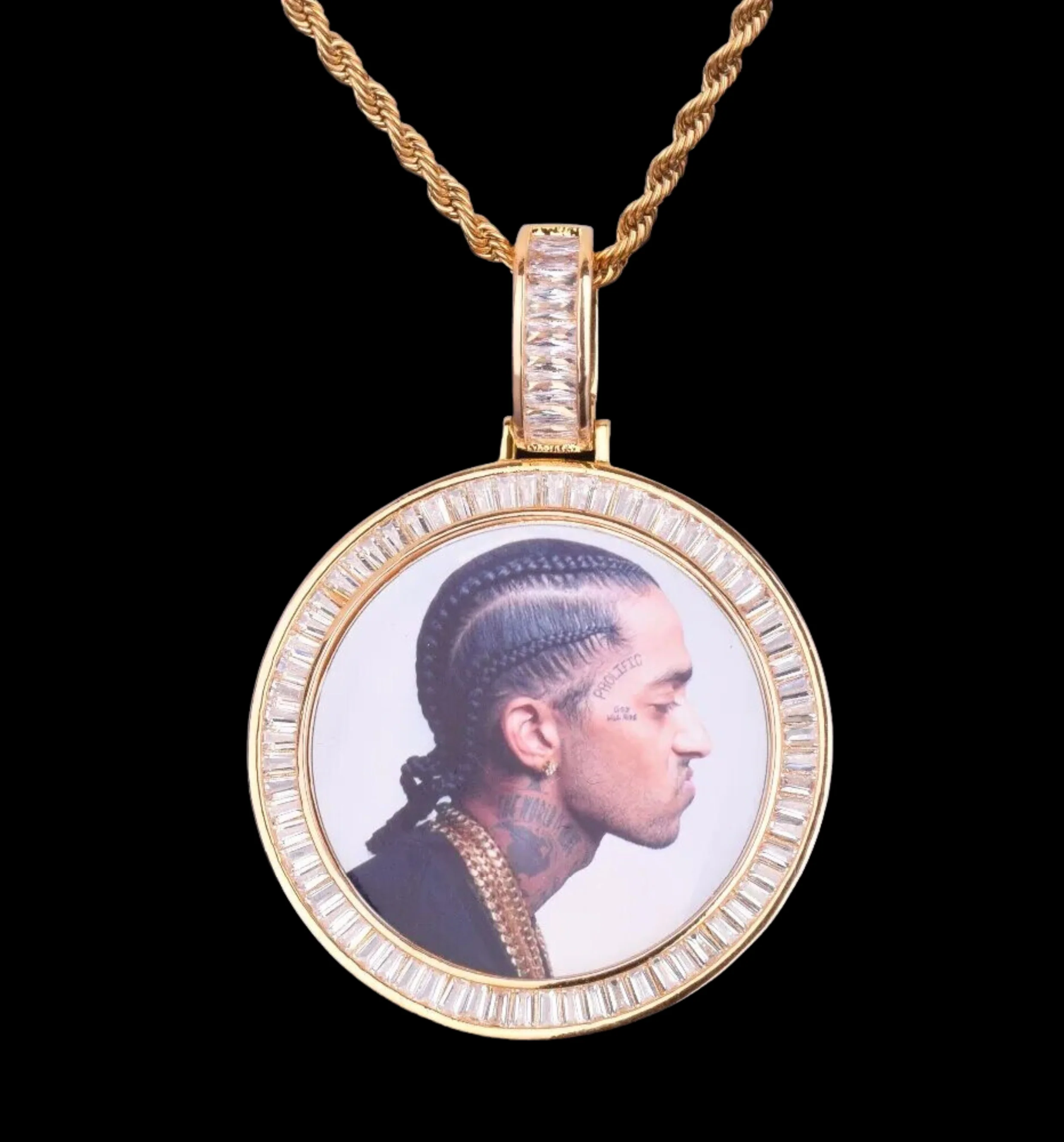 Rounded Baguettes Custom Photo Picture Pendant Necklace - Image 4