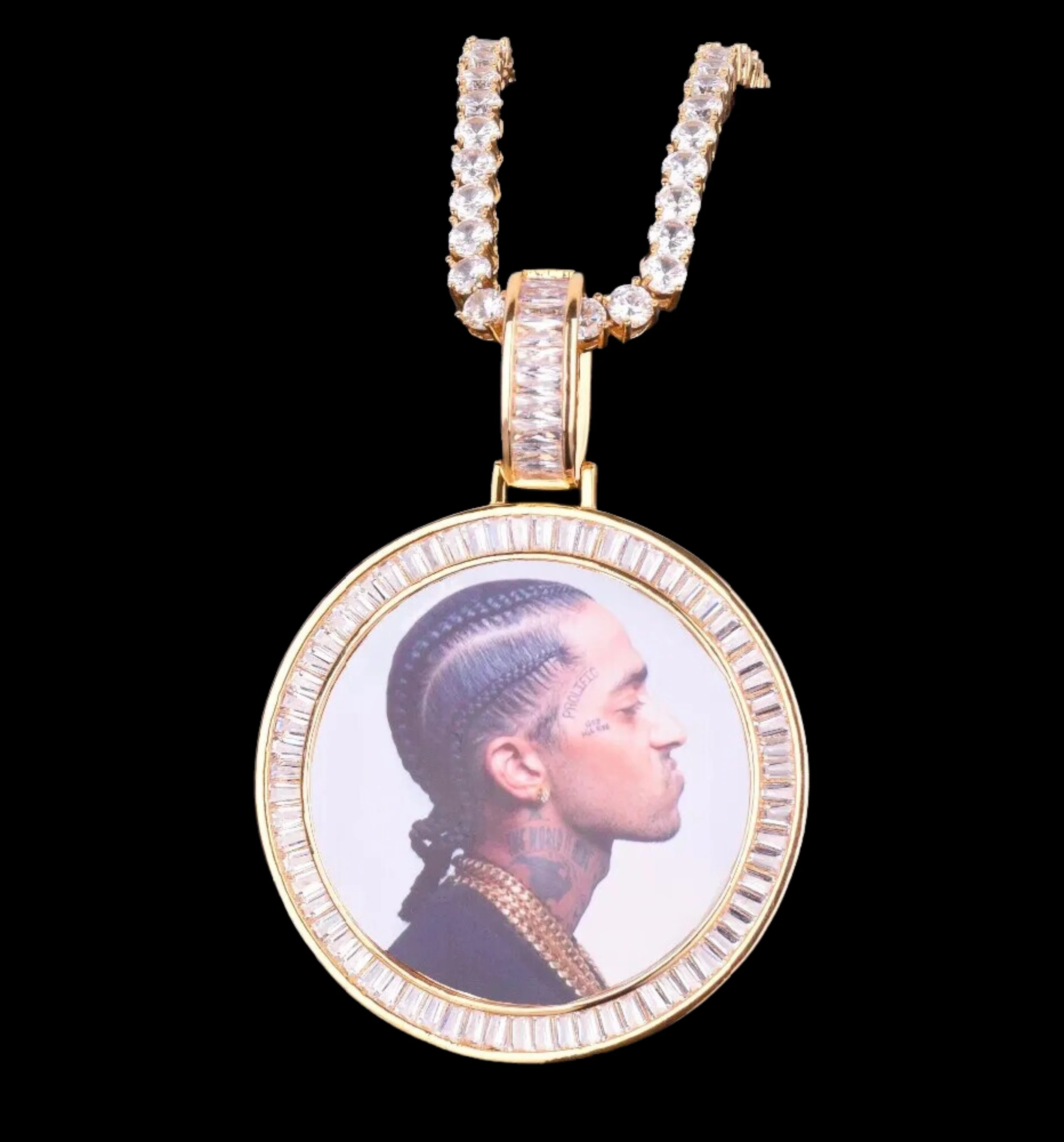 Rounded Baguettes Custom Photo Picture Pendant Necklace - Image 6