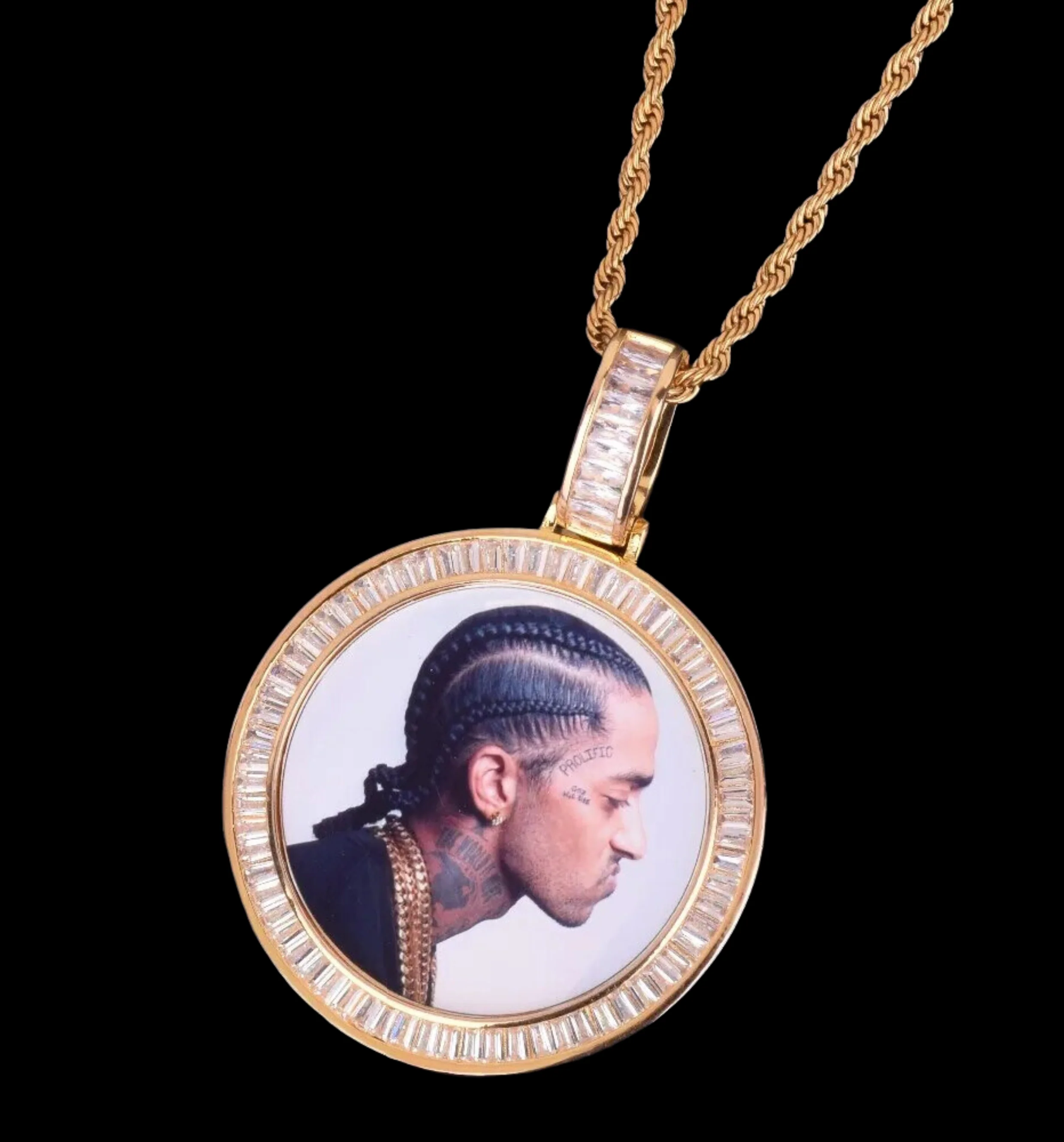 Rounded Baguettes Custom Photo Picture Pendant Necklace - Image 8