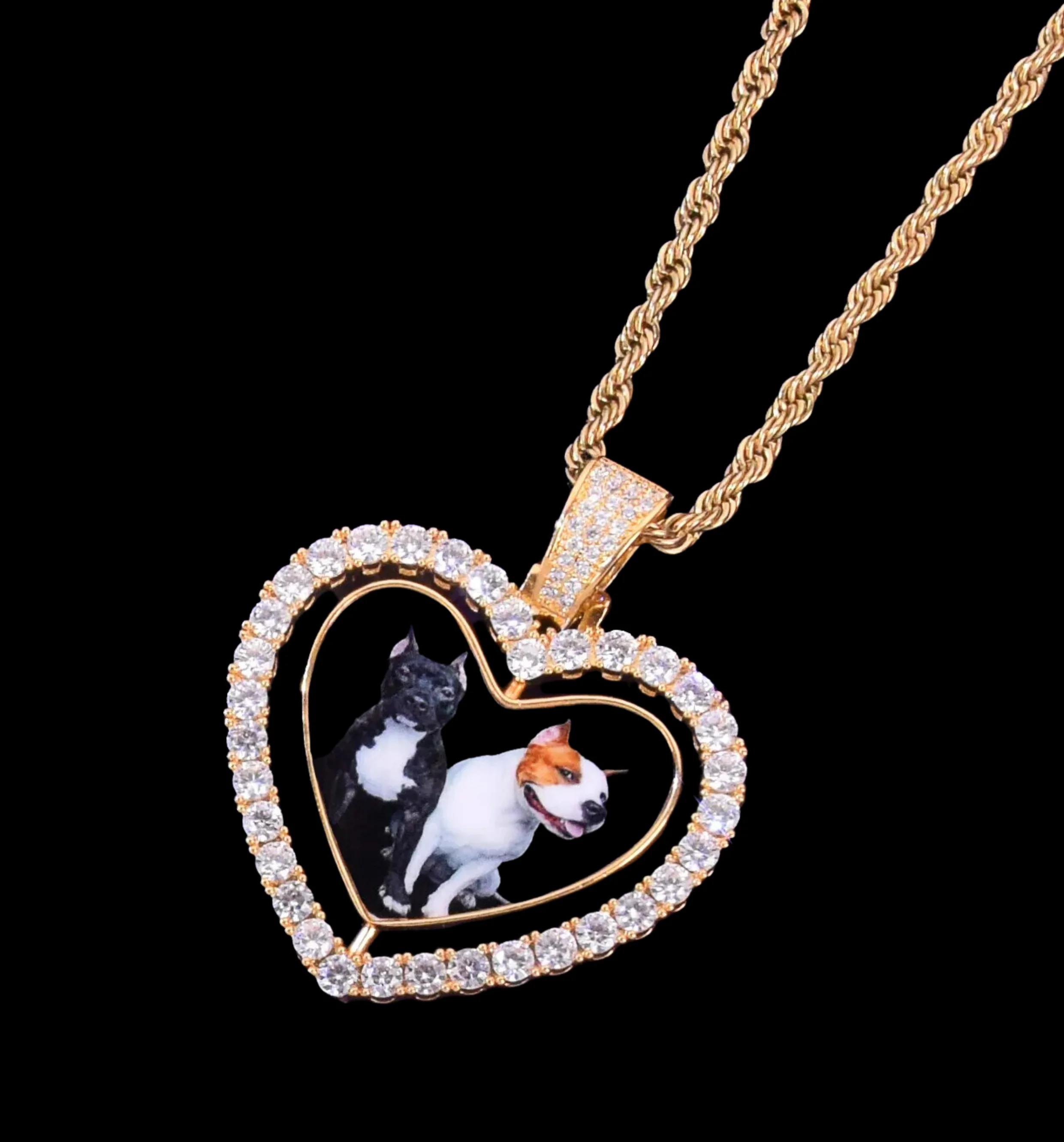 Rotating Double-Sided Heart Tennis Custom Photo Picture Pendant Necklace - Image 2