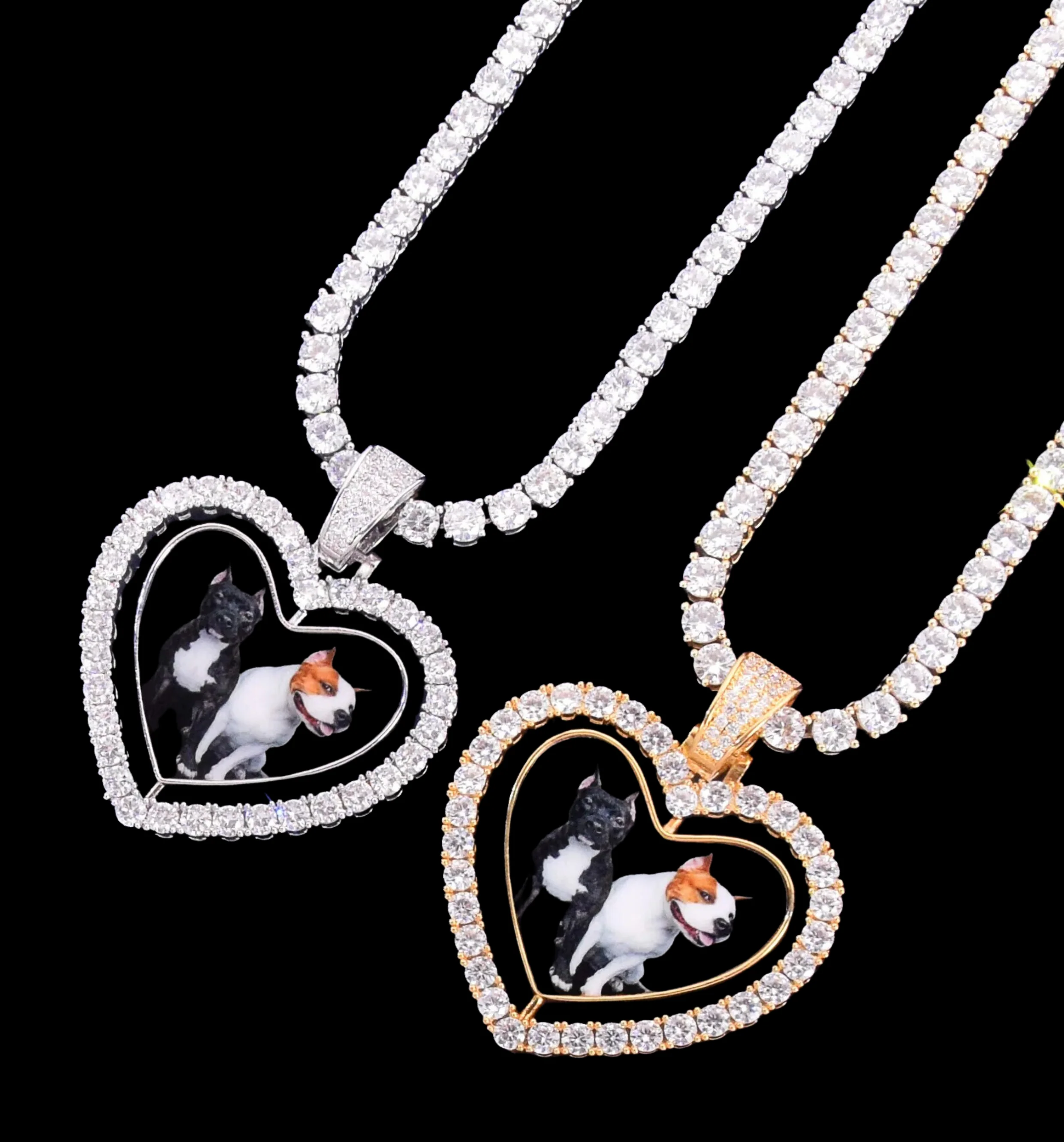 Rotating Double-Sided Heart Tennis Custom Photo Picture Pendant Necklace - Image 3