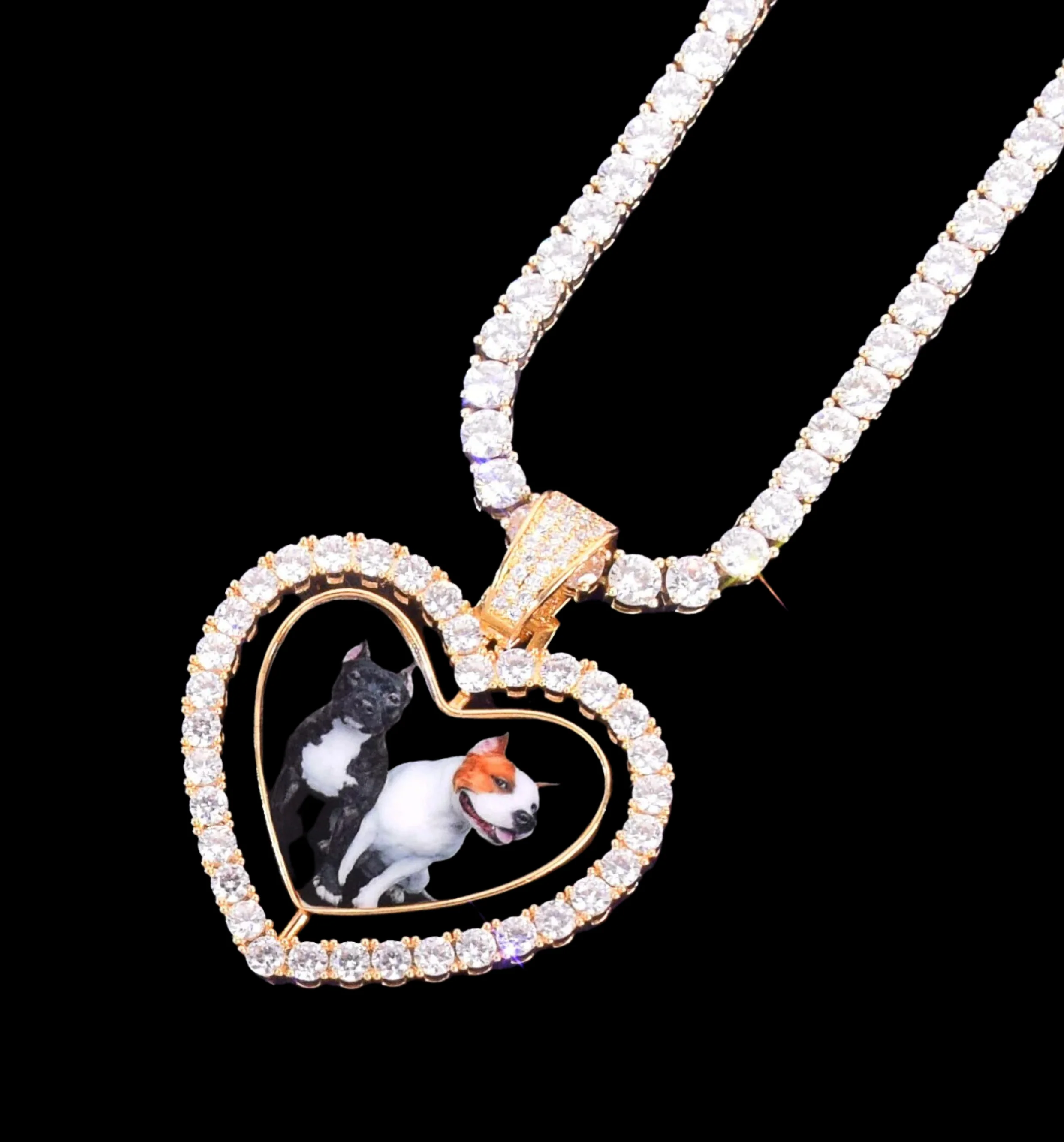 Rotating Double-Sided Heart Tennis Custom Photo Picture Pendant Necklace - Image 4