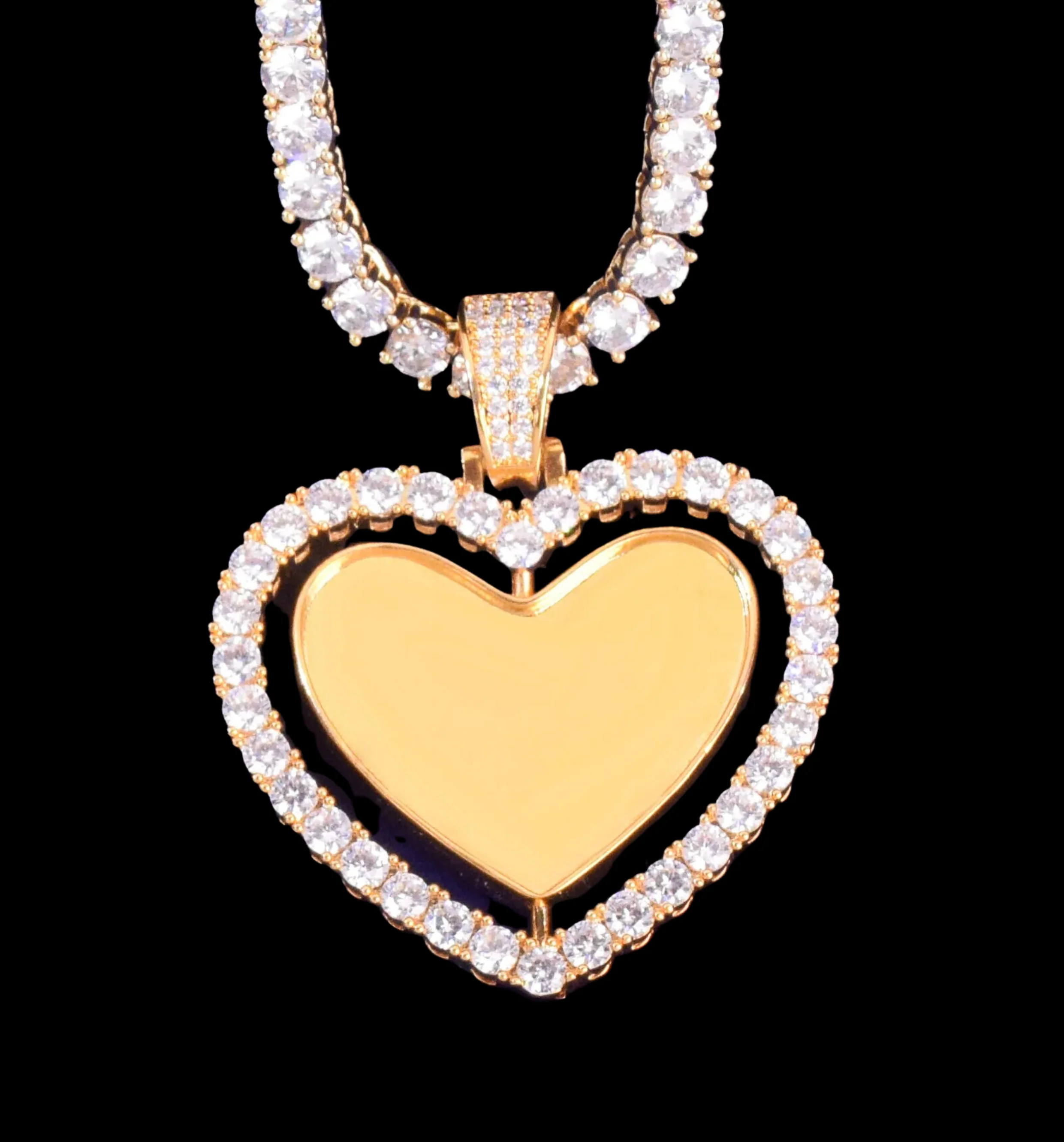 Rotating Double-Sided Heart Tennis Custom Photo Picture Pendant Necklace - Image 6