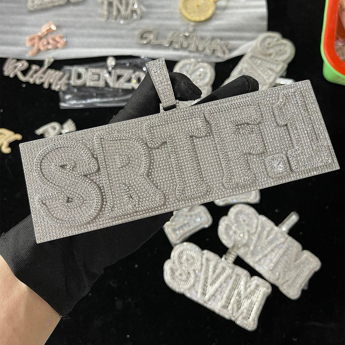 Plate Design VVS Shine Iced Out Personalized Custom Name Necklace Pendant - Image 9