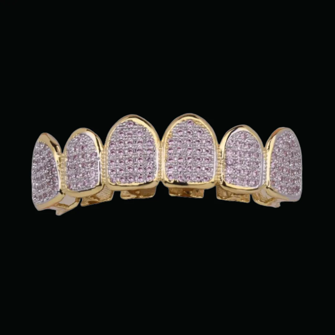 Purple Stones Iced Out Diamond Grillz - Image 3