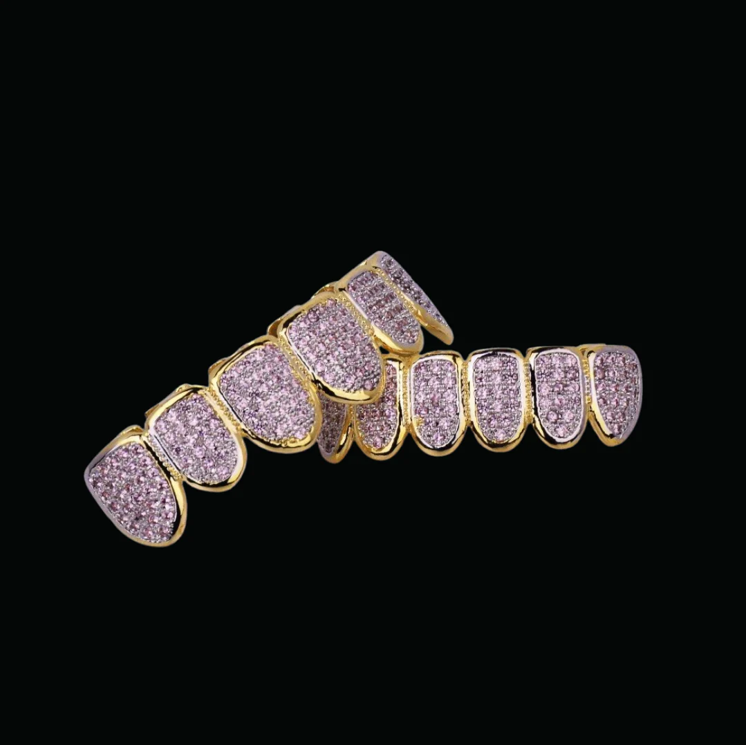 Purple Stones Iced Out Diamond Grillz - Image 4