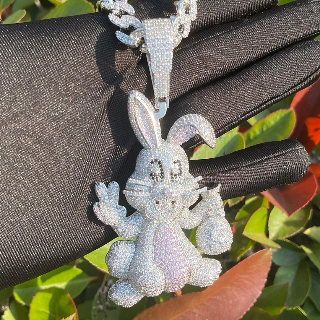 Rabbit Iced Out Diamond Pendant Necklace - Image 2