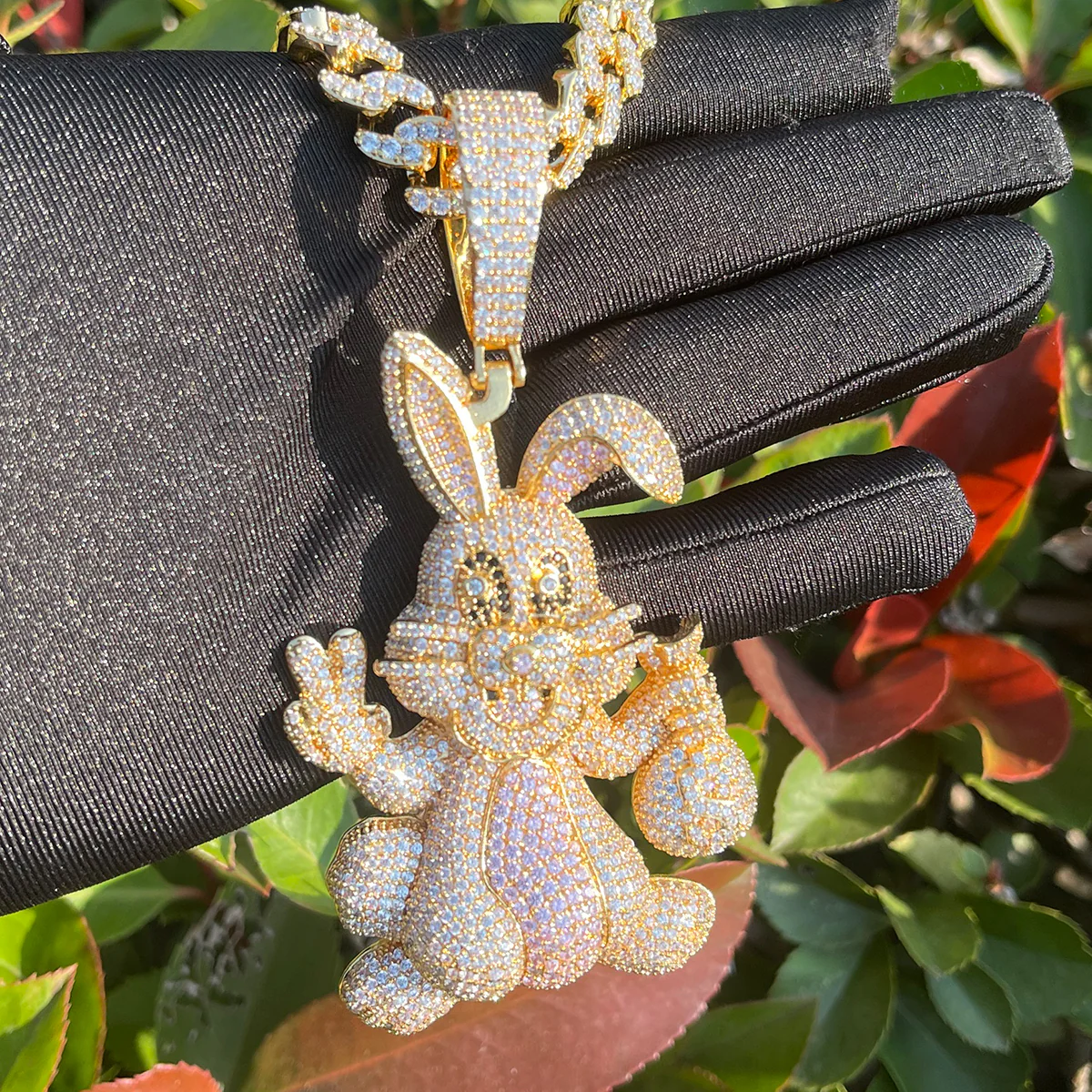 Rabbit Iced Out Diamond Pendant Necklace - Image 3