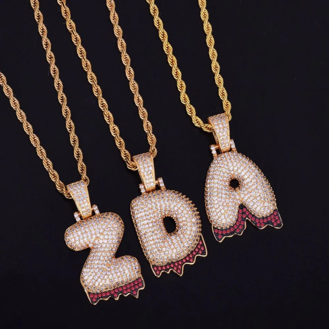 Red Finish Iced Out Personalized Custom Name Necklace Pendant - Image 4