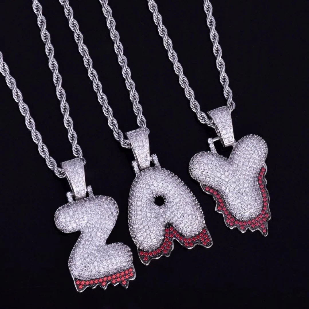 Red Finish Iced Out Personalized Custom Name Necklace Pendant - Image 7