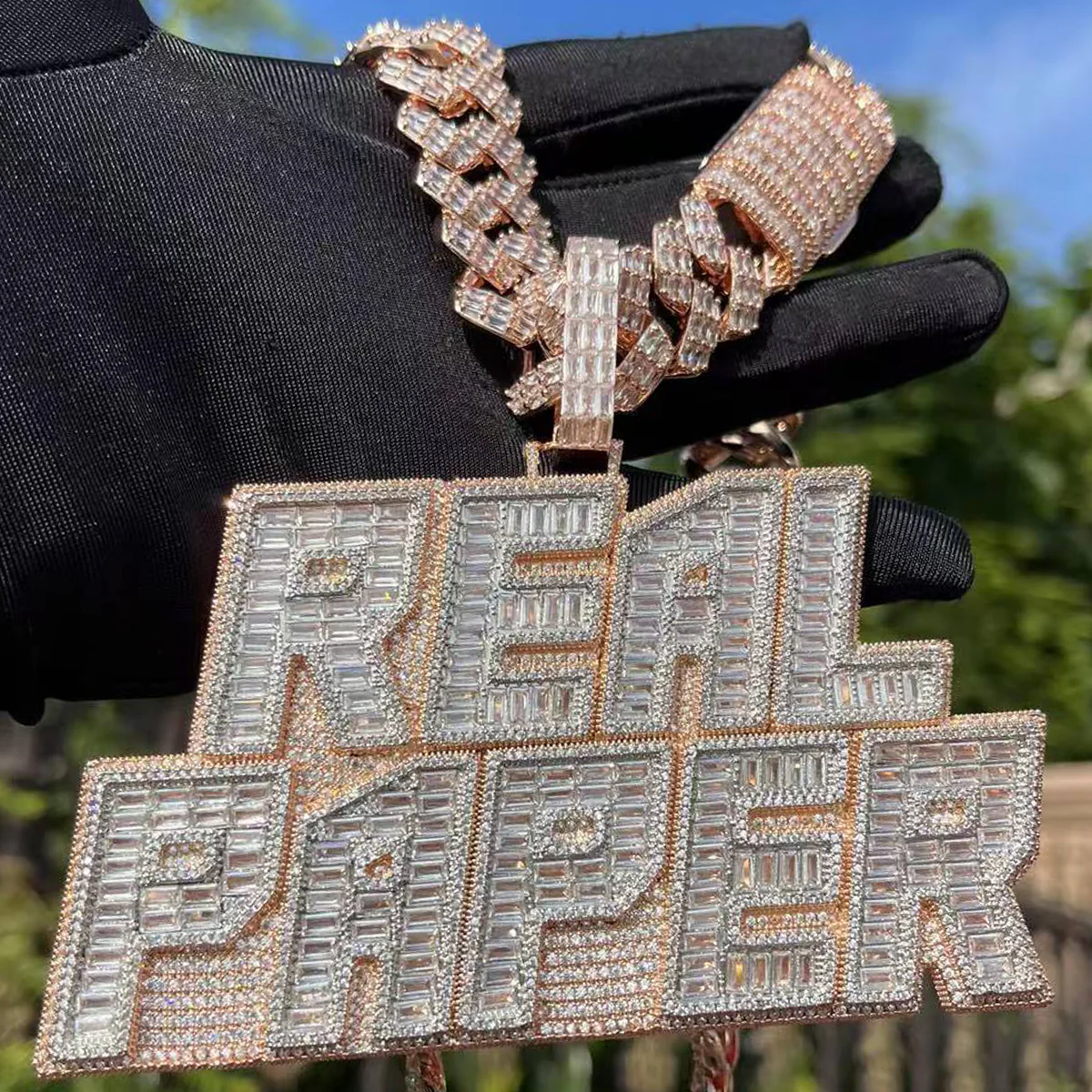 Rich Baguette n Diamond Iced Out Personalized Custom Name Necklace Pendant - Image 3