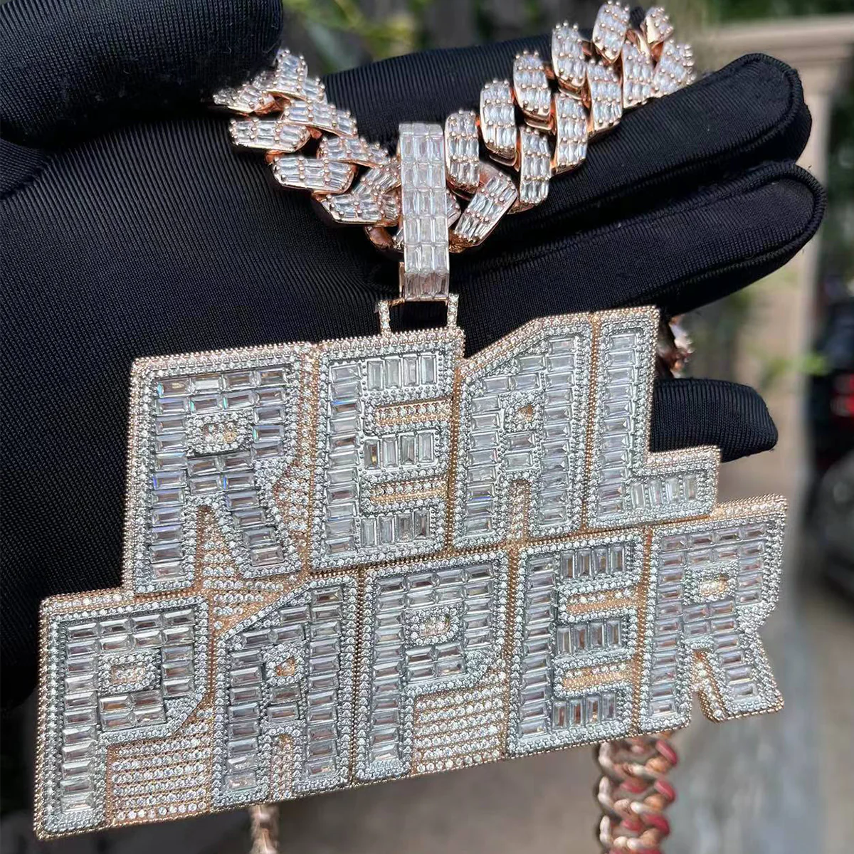 Rich Baguette n Diamond Iced Out Personalized Custom Name Necklace Pendant - Image 4