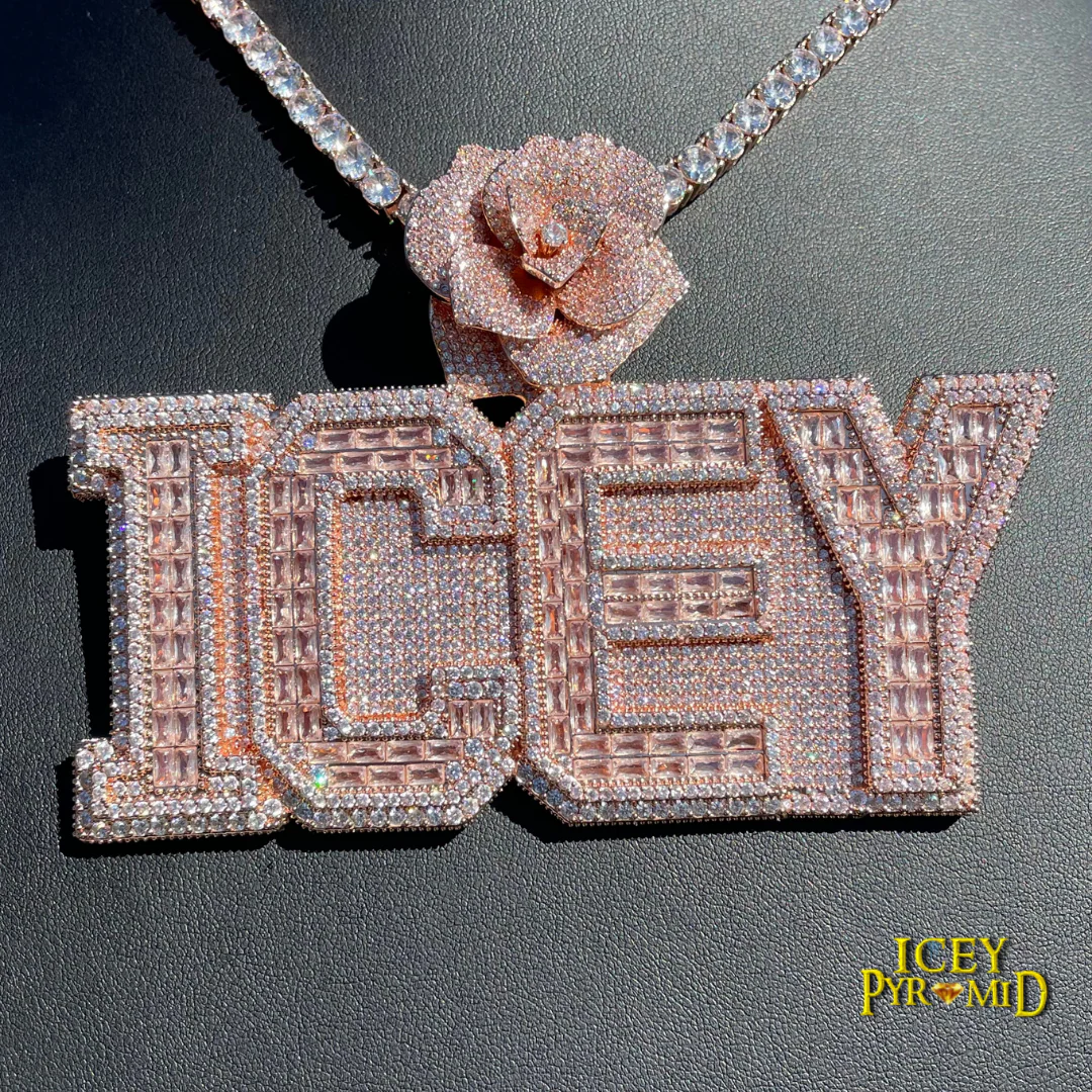 Rising Rose Edition Rose Flower Bail Iced Out Personalized Custom Name Necklace Pendant - Image 16