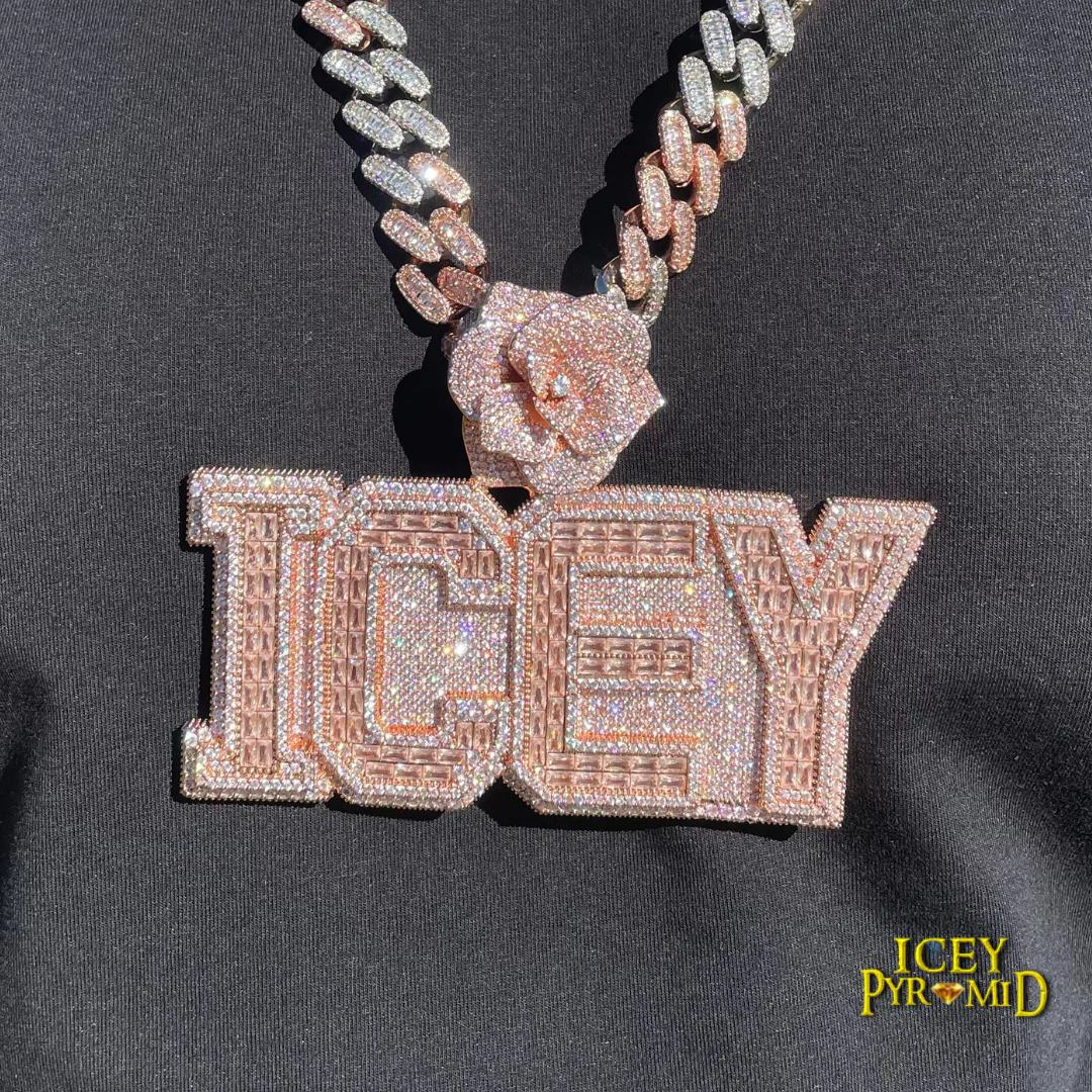 Rising Rose Edition Rose Flower Bail Iced Out Personalized Custom Name Necklace Pendant - Image 18