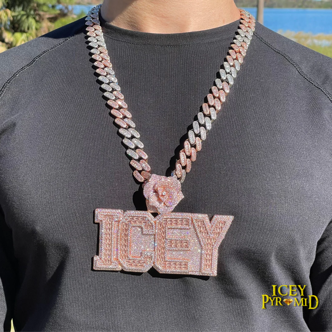 Rising Rose Edition Rose Flower Bail Iced Out Personalized Custom Name Necklace Pendant - Image 19