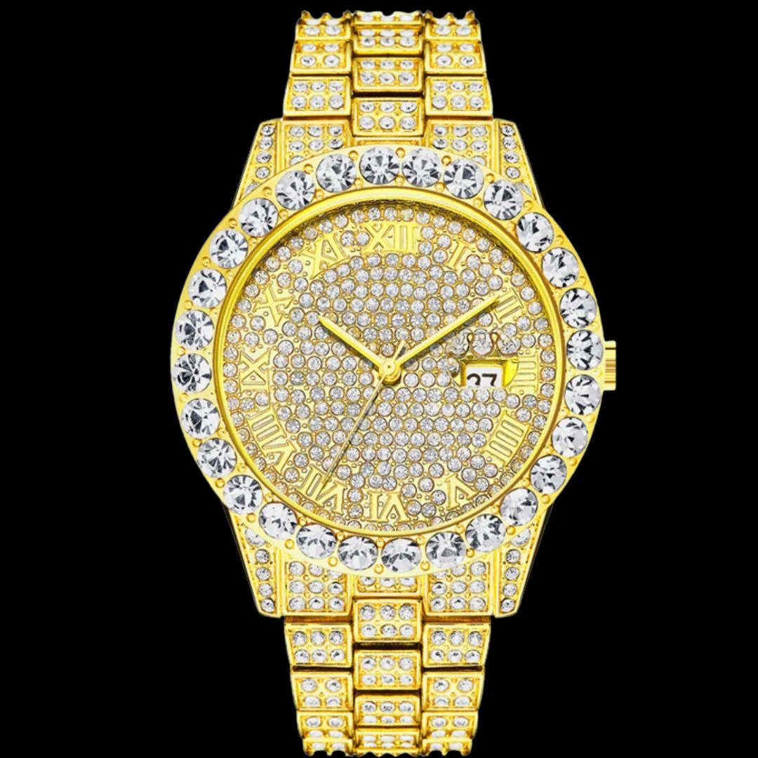 Roman Numerals Fully Stoned Dial Iced Out Diamond Watch - Image 2