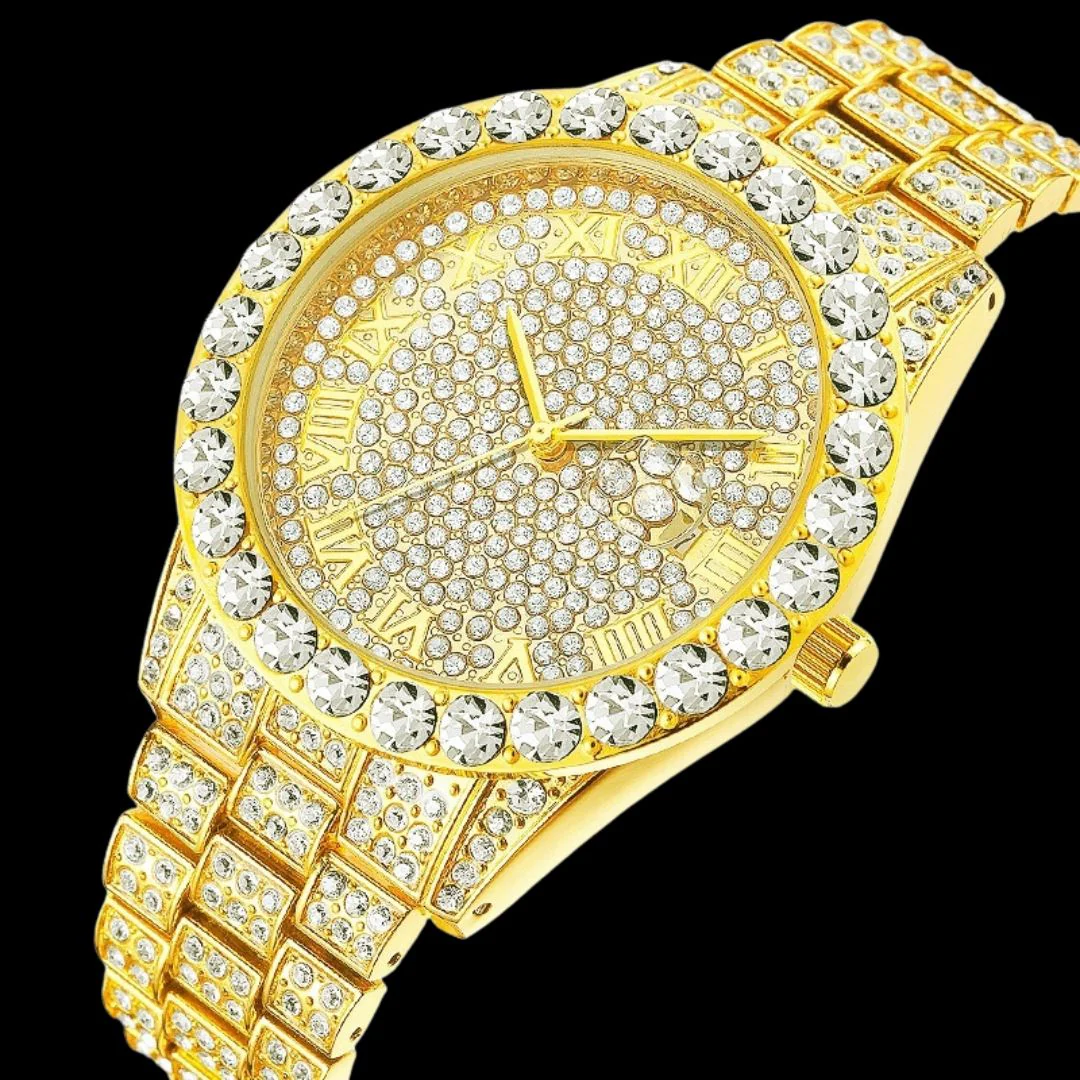 Roman Numerals Fully Stoned Dial Iced Out Diamond Watch - Image 3