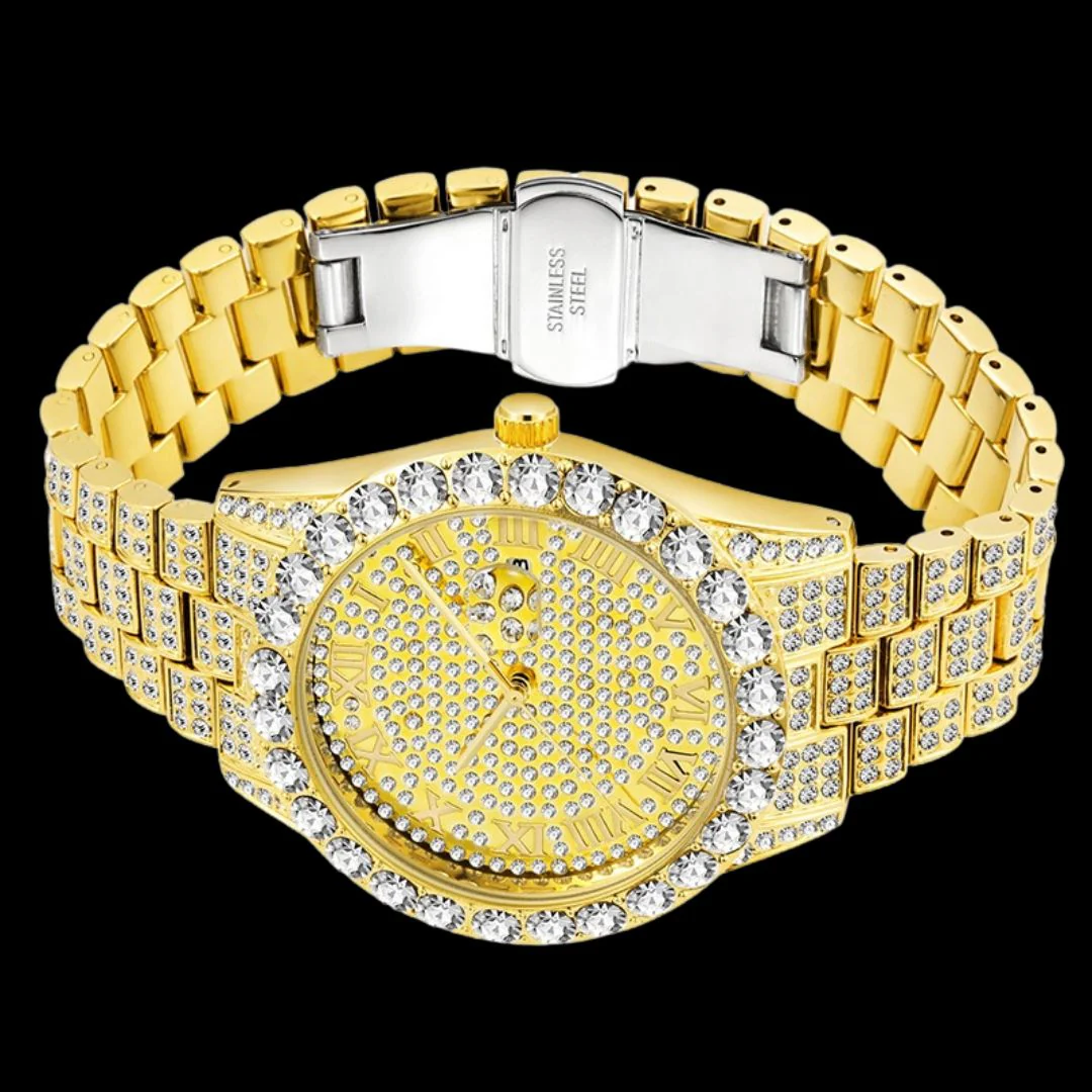 Roman Numerals Fully Stoned Dial Iced Out Diamond Watch - Image 4