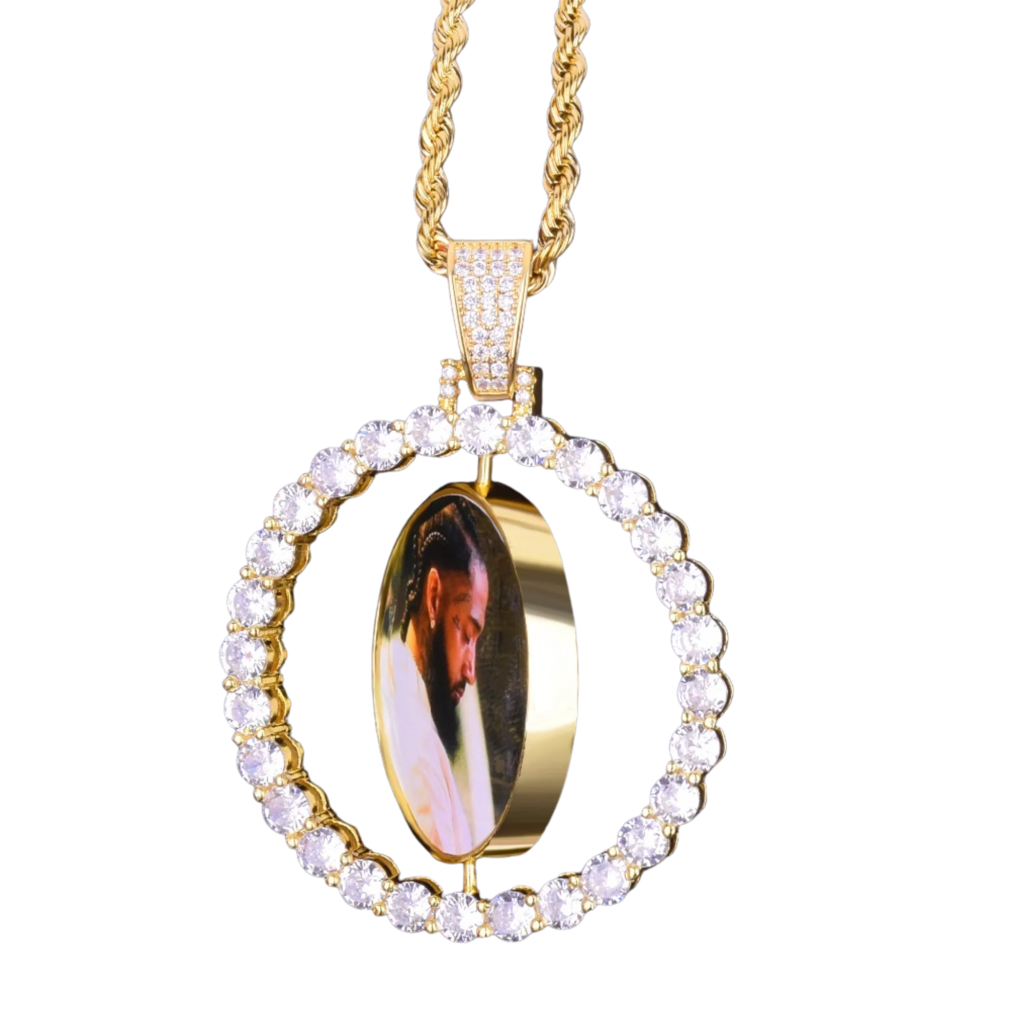 Rotating Double-Sided Medallions Spinning Custom Photo Picture Pendant Necklace - Image 8