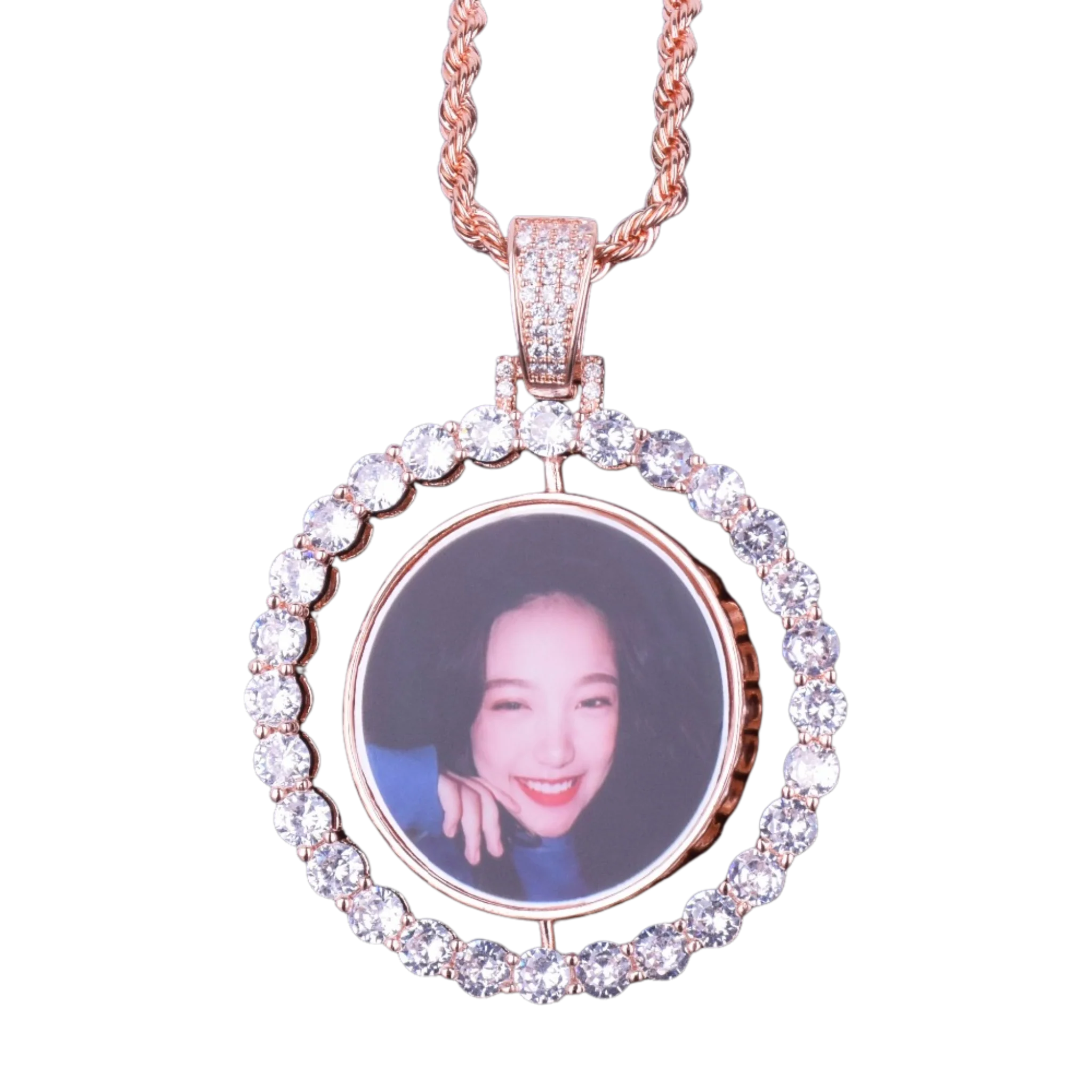 Rotating Double-Sided Medallions Spinning Custom Photo Picture Pendant Necklace - Image 9