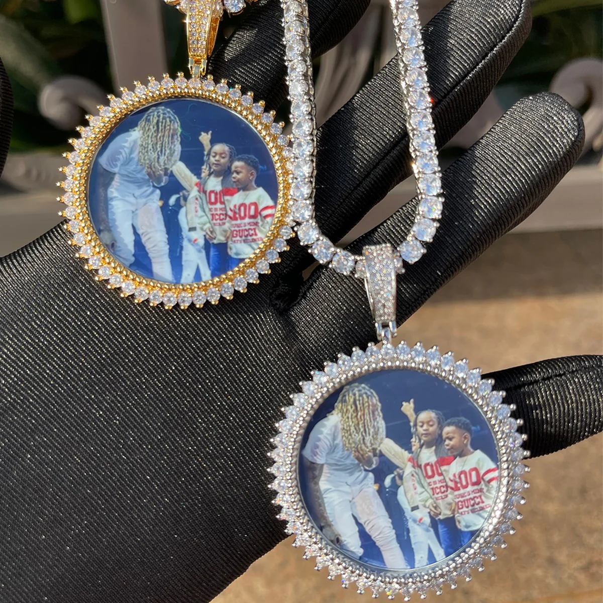 Round Tennis Rope Edges Custom Photo Picture Pendant Necklace - Image 6