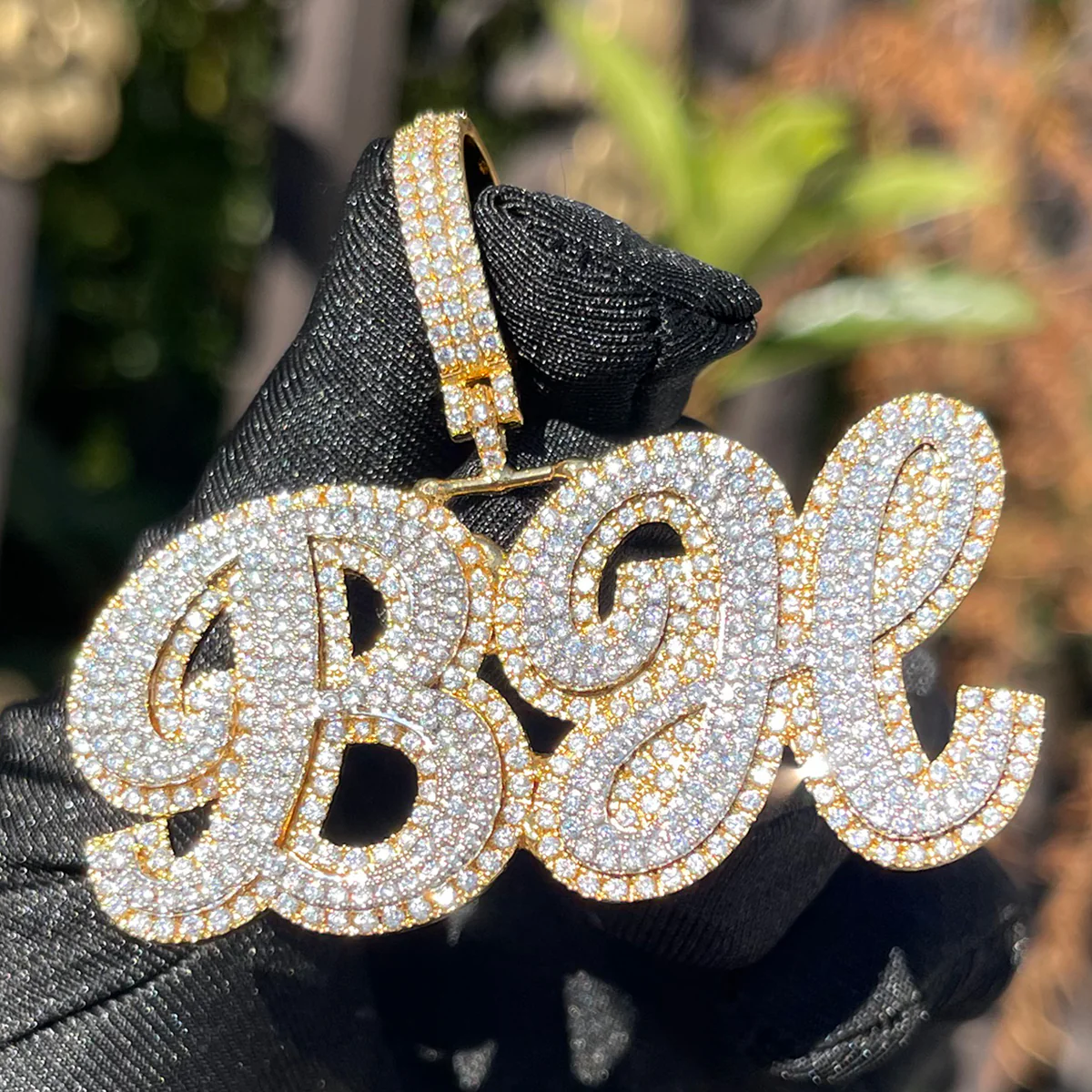 Royal Script Letters Iced Out Personalized Custom Name Necklace Pendant - Image 4
