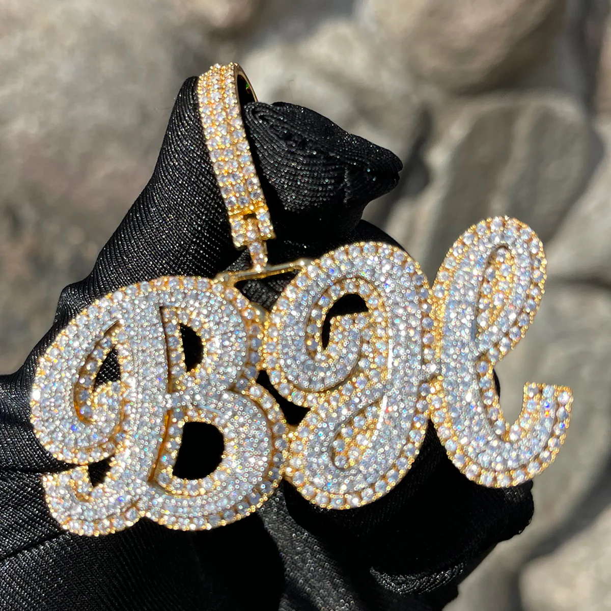 Royal Script Letters Iced Out Personalized Custom Name Necklace Pendant - Image 5