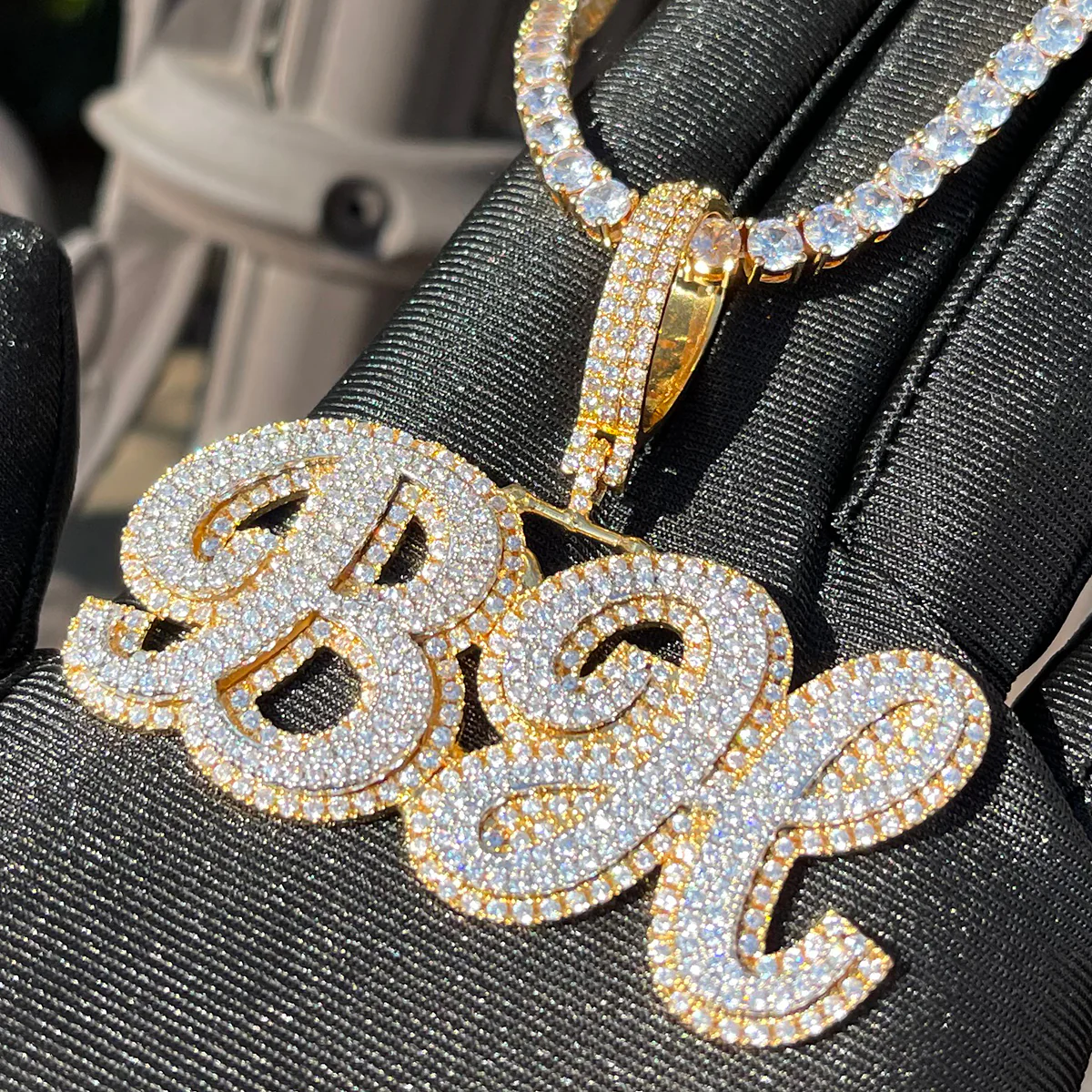 Royal Script Letters Iced Out Personalized Custom Name Necklace Pendant - Image 6