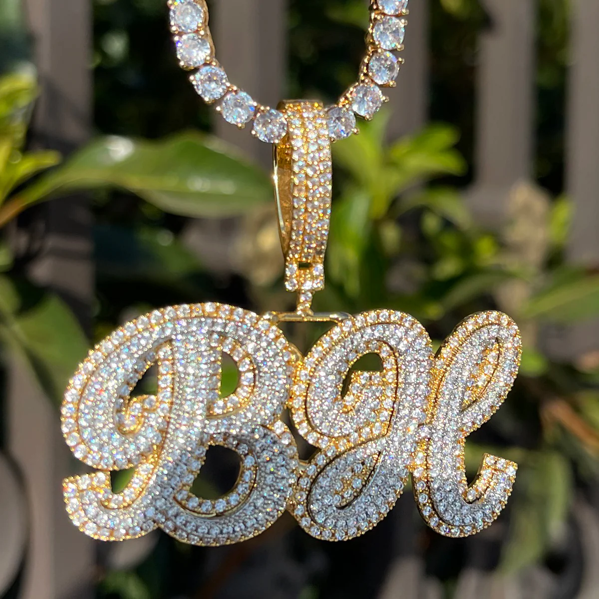 Royal Script Letters Iced Out Personalized Custom Name Necklace Pendant - Image 7