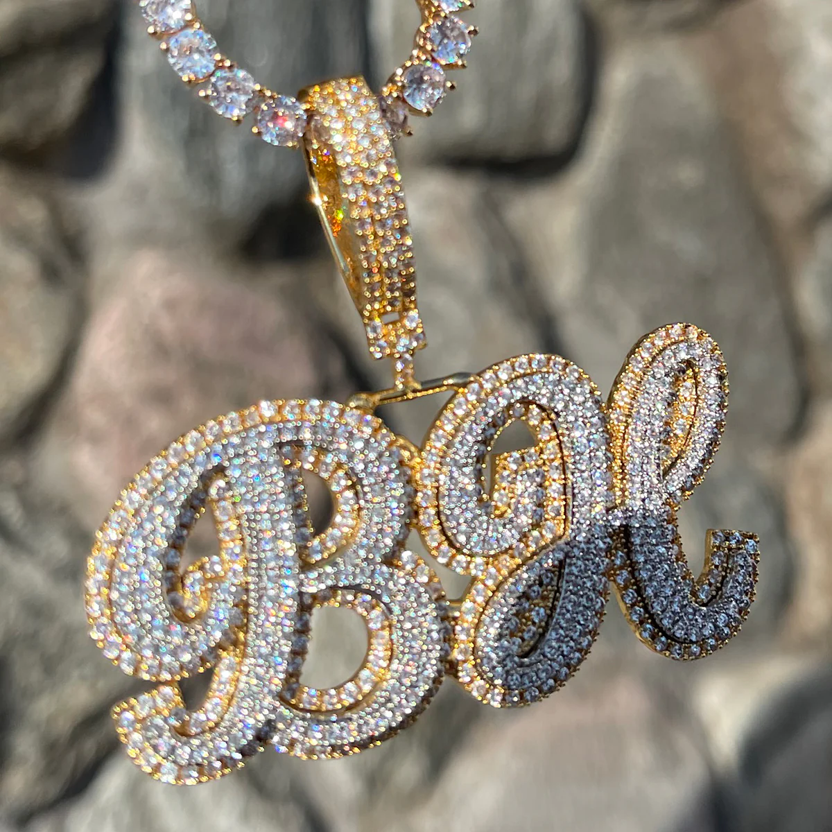 Royal Script Letters Iced Out Personalized Custom Name Necklace Pendant - Image 9