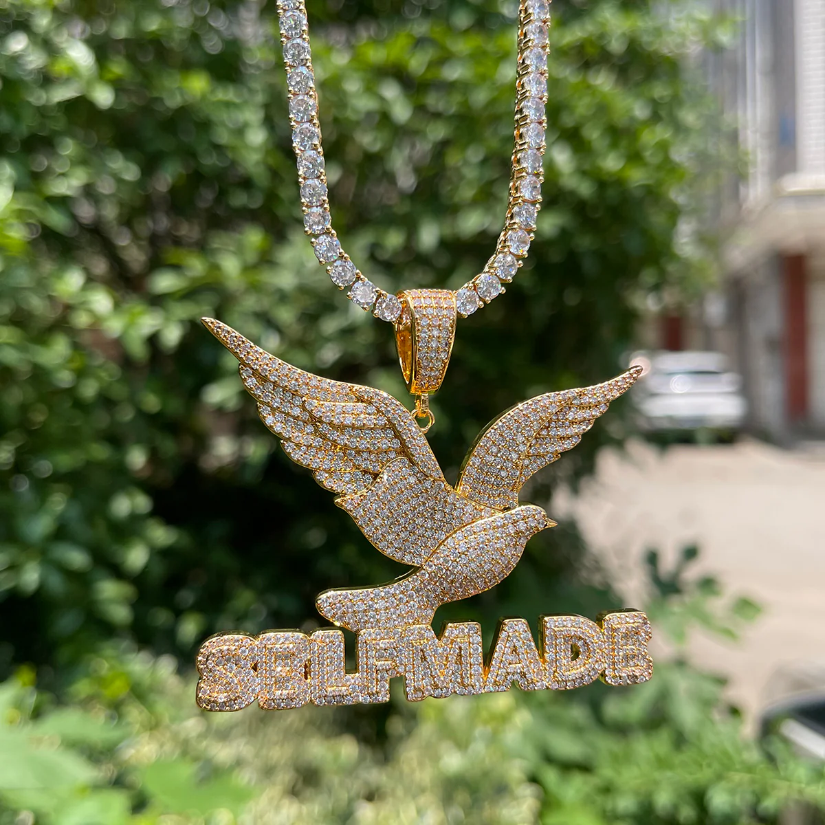 Self Made Dove Freedom Iced Out Diamond Pendant Necklace - Image 10