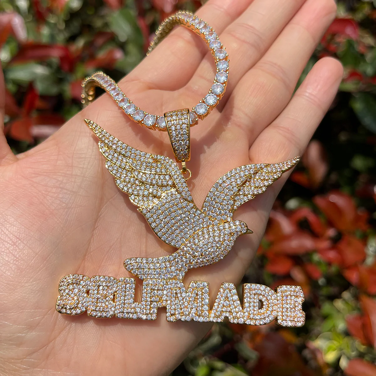 Self Made Dove Freedom Iced Out Diamond Pendant Necklace - Image 11