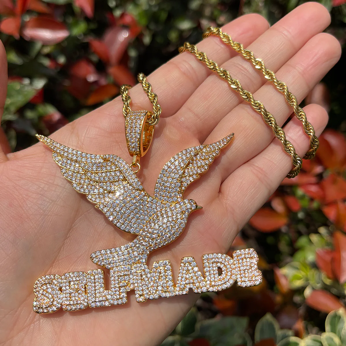 Self Made Dove Freedom Iced Out Diamond Pendant Necklace - Image 12