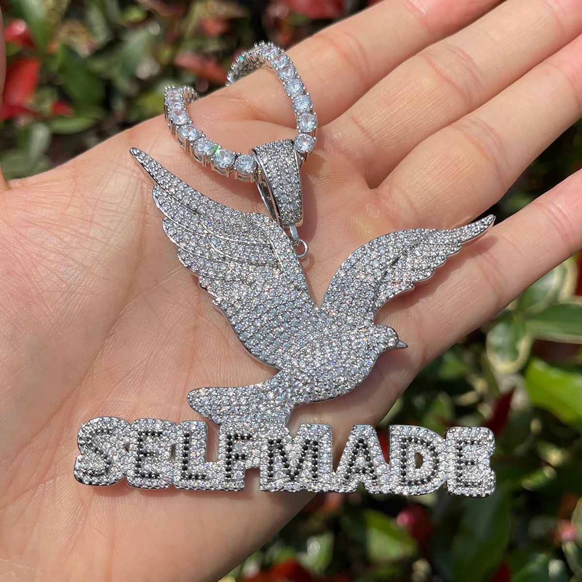 Self Made Dove Freedom Iced Out Diamond Pendant Necklace - Image 5