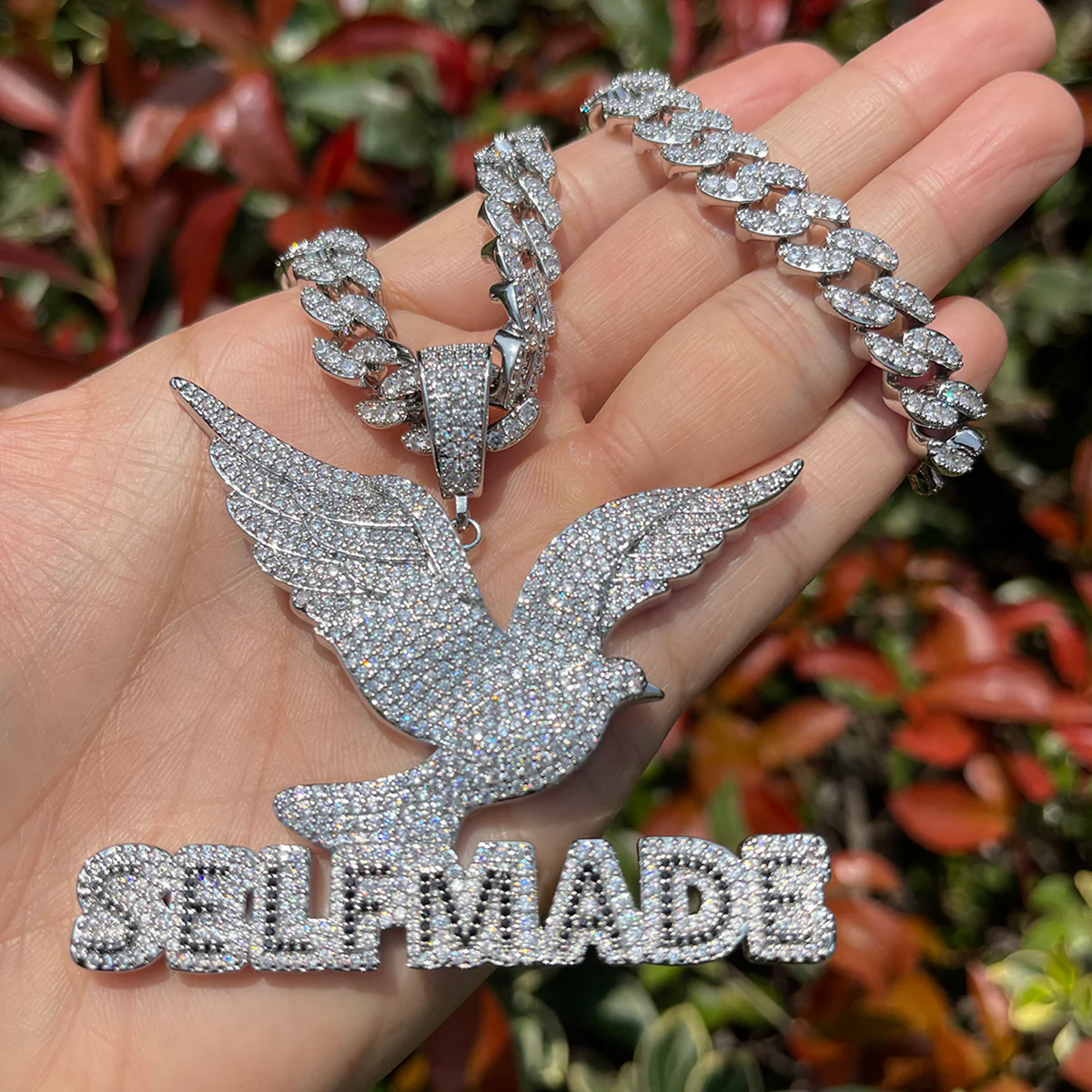 Self Made Dove Freedom Iced Out Diamond Pendant Necklace - Image 6