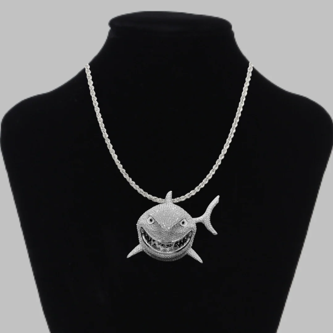 Shark Iced Out Diamond Pendant Necklace - Image 2