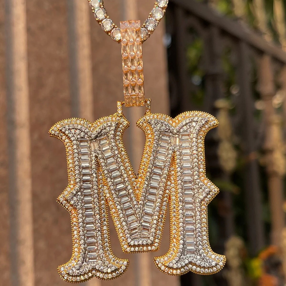 Sharp Cursive Iced Out Initial Custom Name Necklace Pendant - Image 10