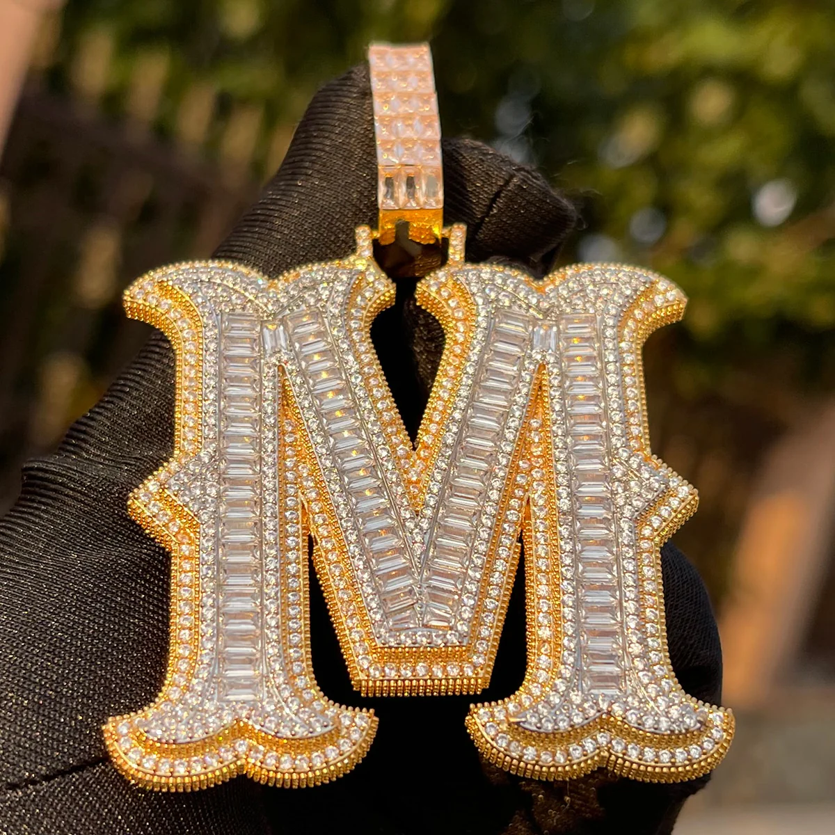 Sharp Cursive Iced Out Initial Custom Name Necklace Pendant - Image 2