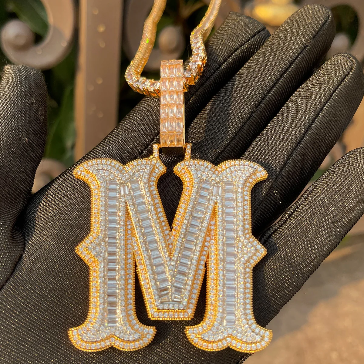 Sharp Cursive Iced Out Initial Custom Name Necklace Pendant - Image 5