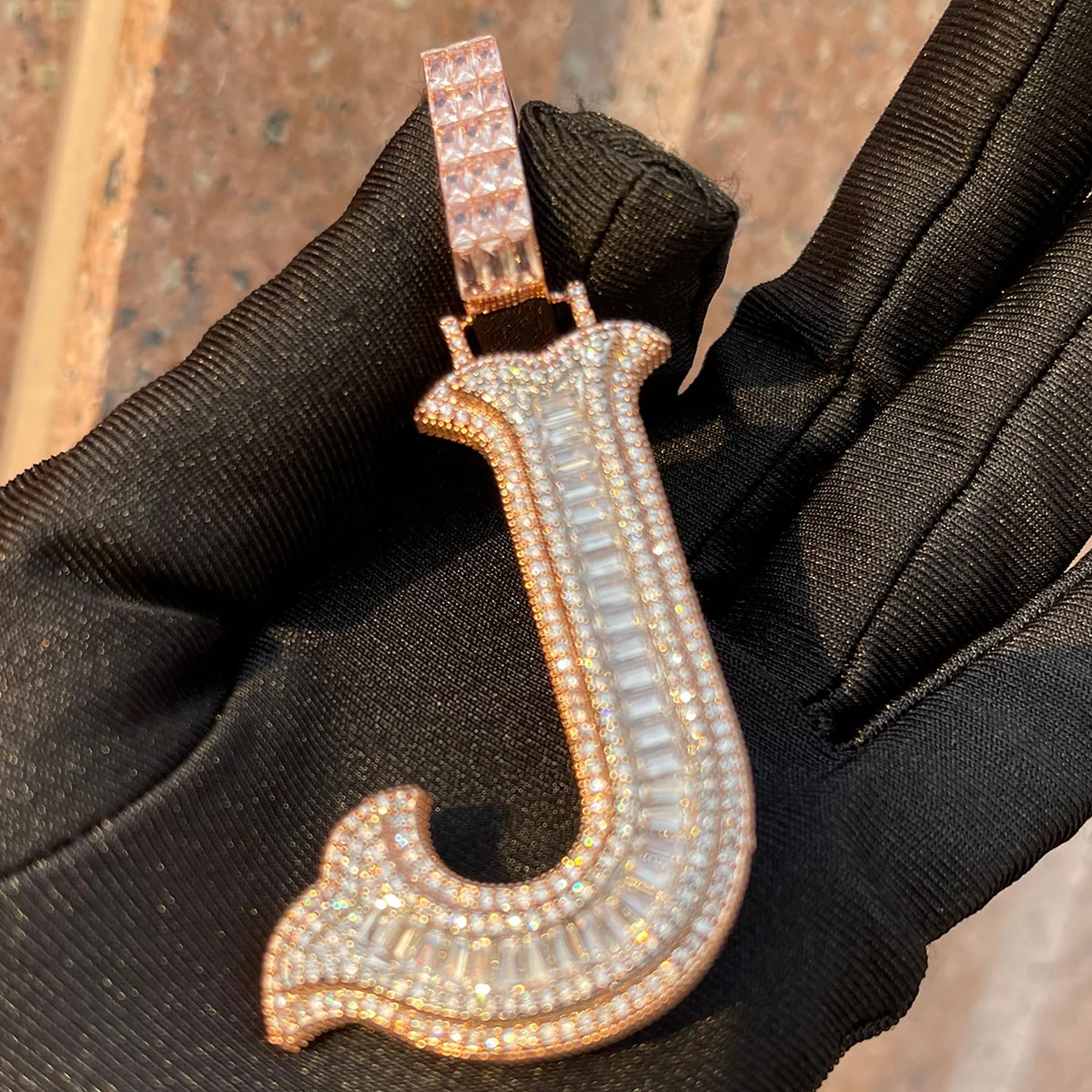 Sharp Cursive Iced Out Initial Custom Name Necklace Pendant - Image 6