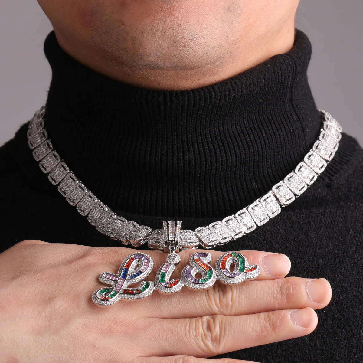 Signature Script Style Iced Out Personalized Custom Name Necklace Pendant - Image 10