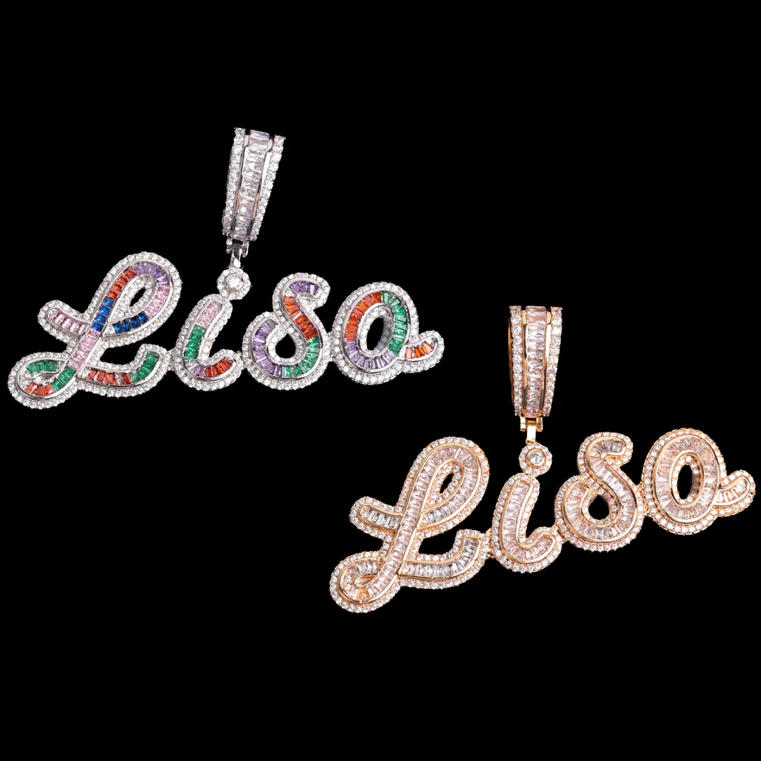 Signature Script Style Iced Out Personalized Custom Name Necklace Pendant - Image 4