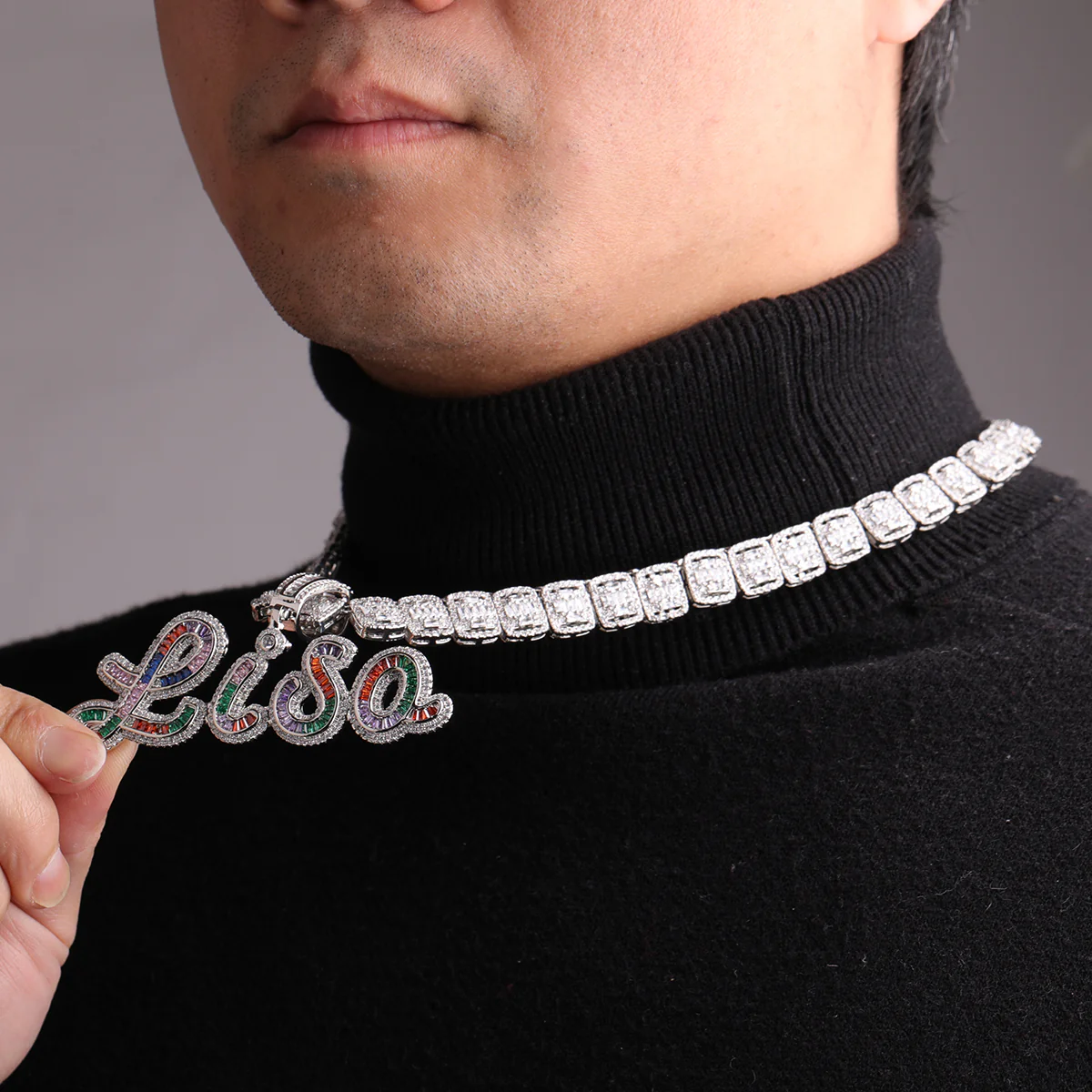 Signature Script Style Iced Out Personalized Custom Name Necklace Pendant - Image 6