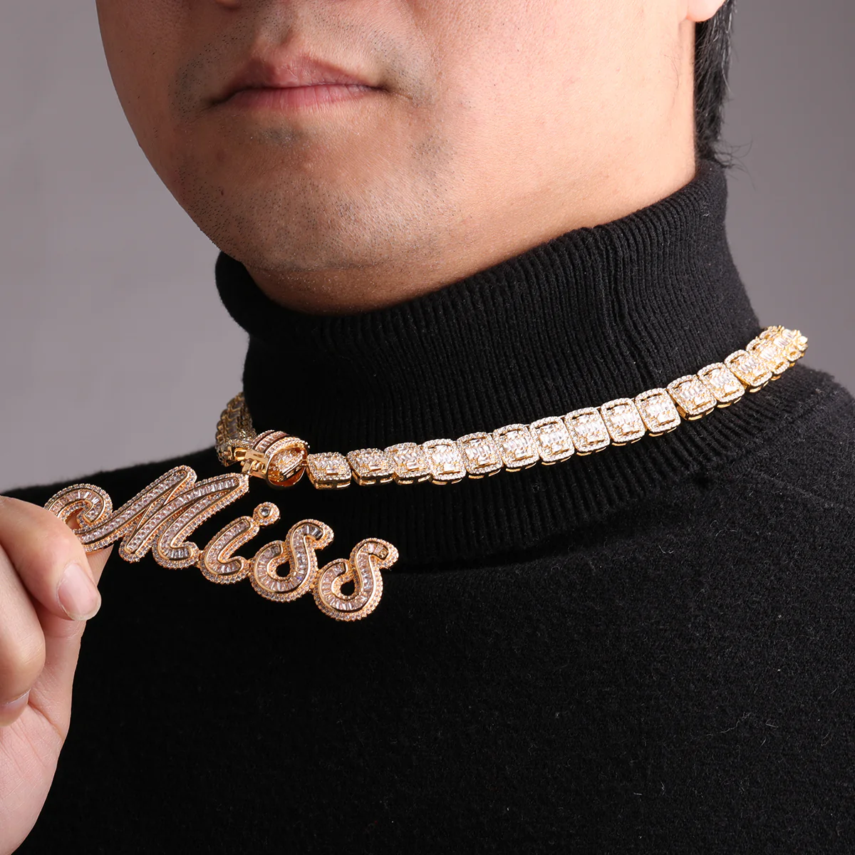 Signature Script Style Iced Out Personalized Custom Name Necklace Pendant - Image 7