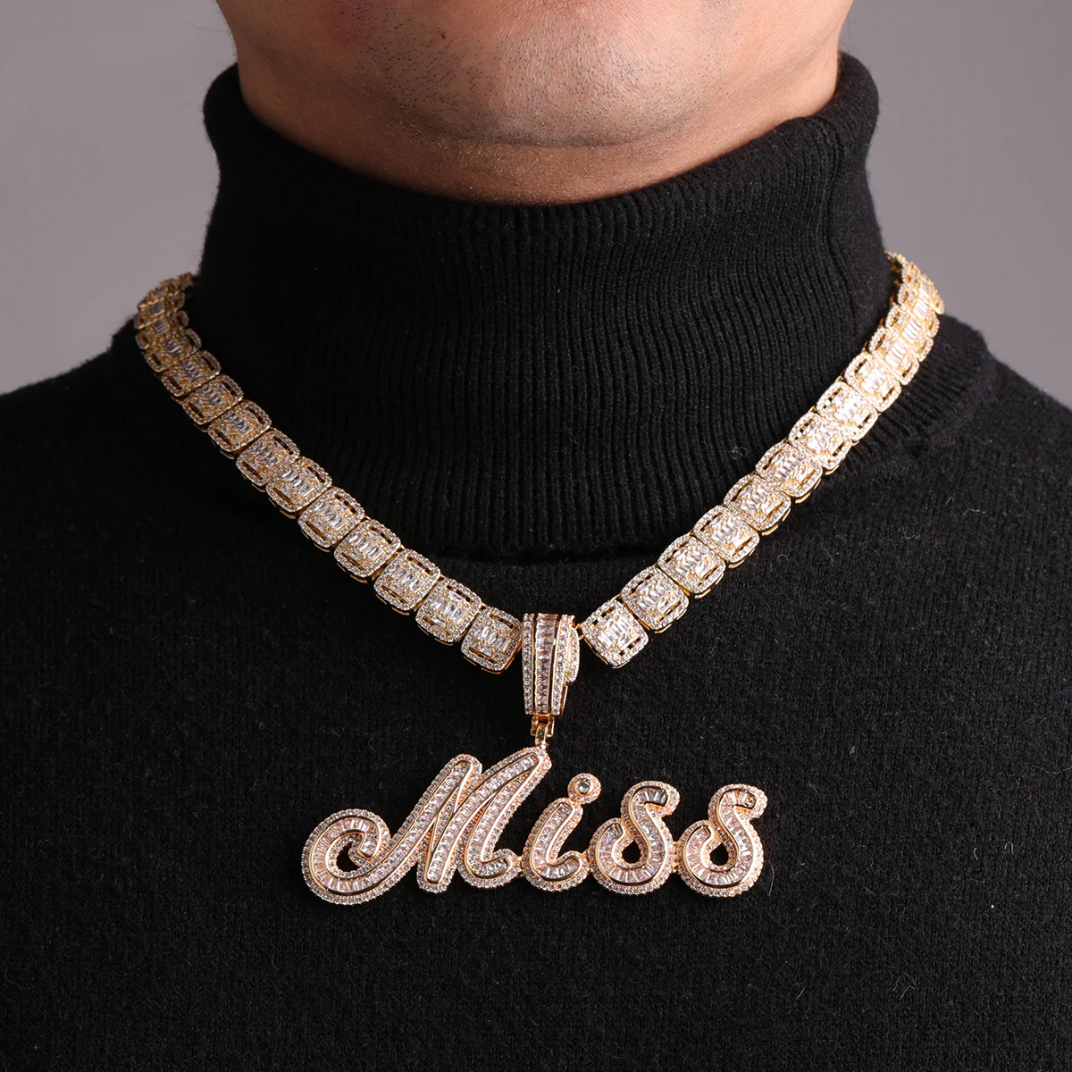 Signature Script Style Iced Out Personalized Custom Name Necklace Pendant - Image 9