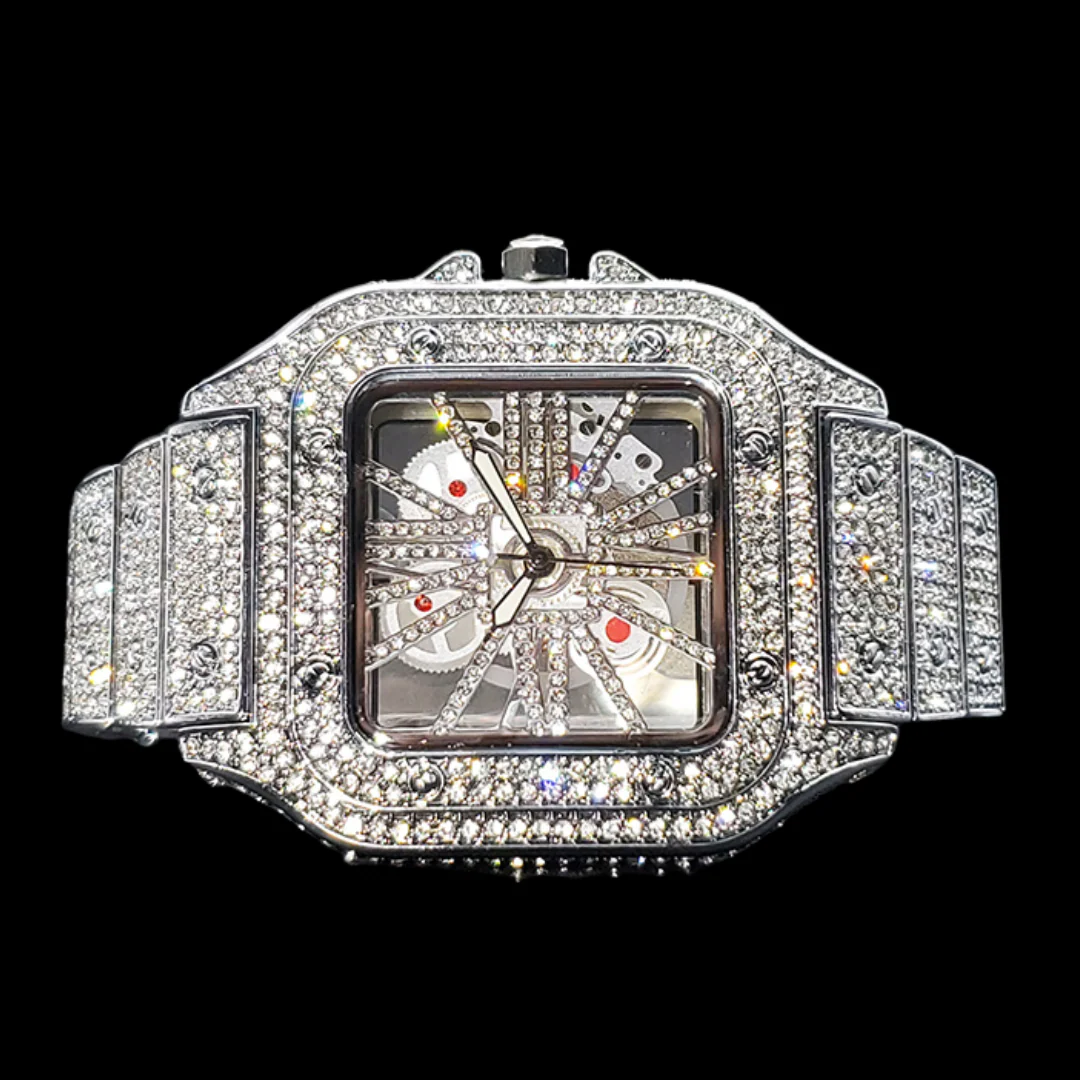 Skeleton Red Dial VVS Iced Out Diamond Designer Watch - Image 3