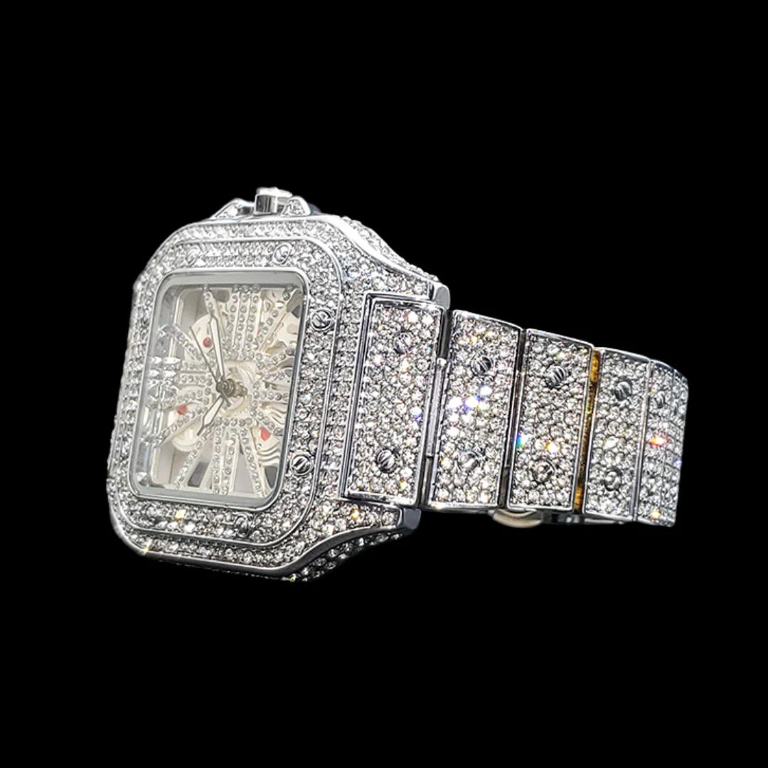 Skeleton Red Dial VVS Iced Out Diamond Designer Watch - Image 4