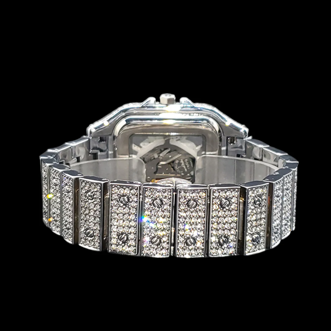 Skeleton Red Dial VVS Iced Out Diamond Designer Watch - Image 5