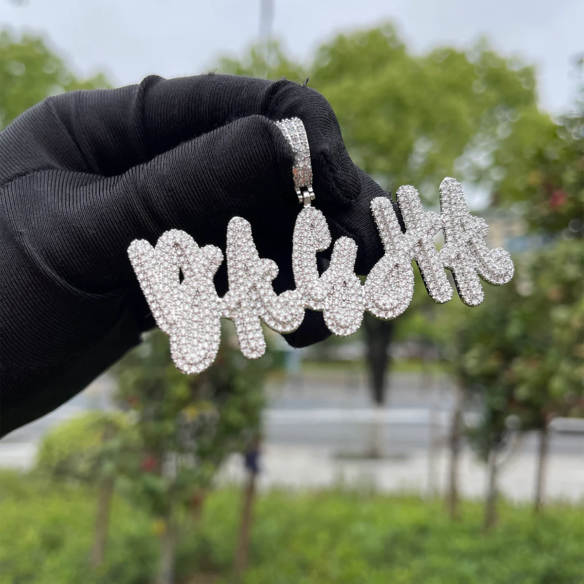 Slim Colorful Lux Iced Out Personalized Custom Name Necklace Pendant - Image 4